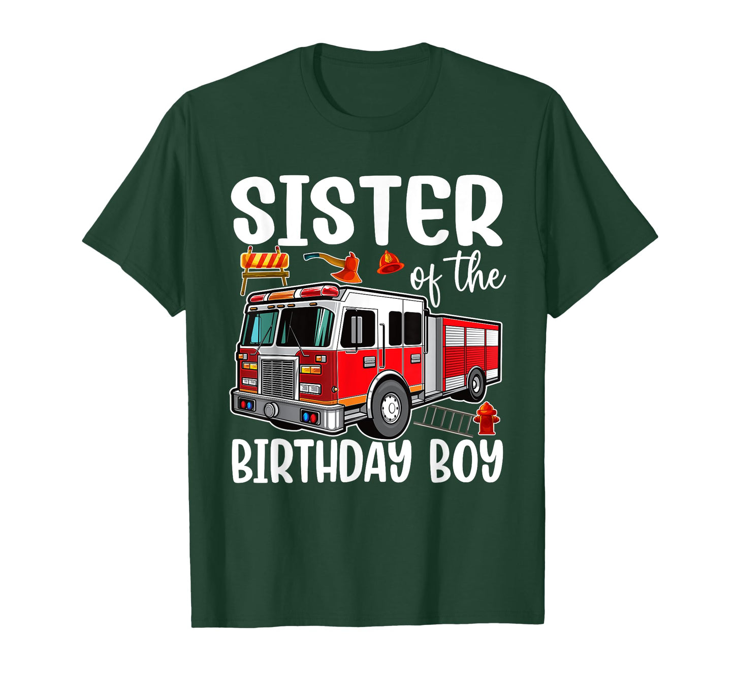 Sister of the Birthday Boy Fire Truck Firefighter Bday Party T-Shirt