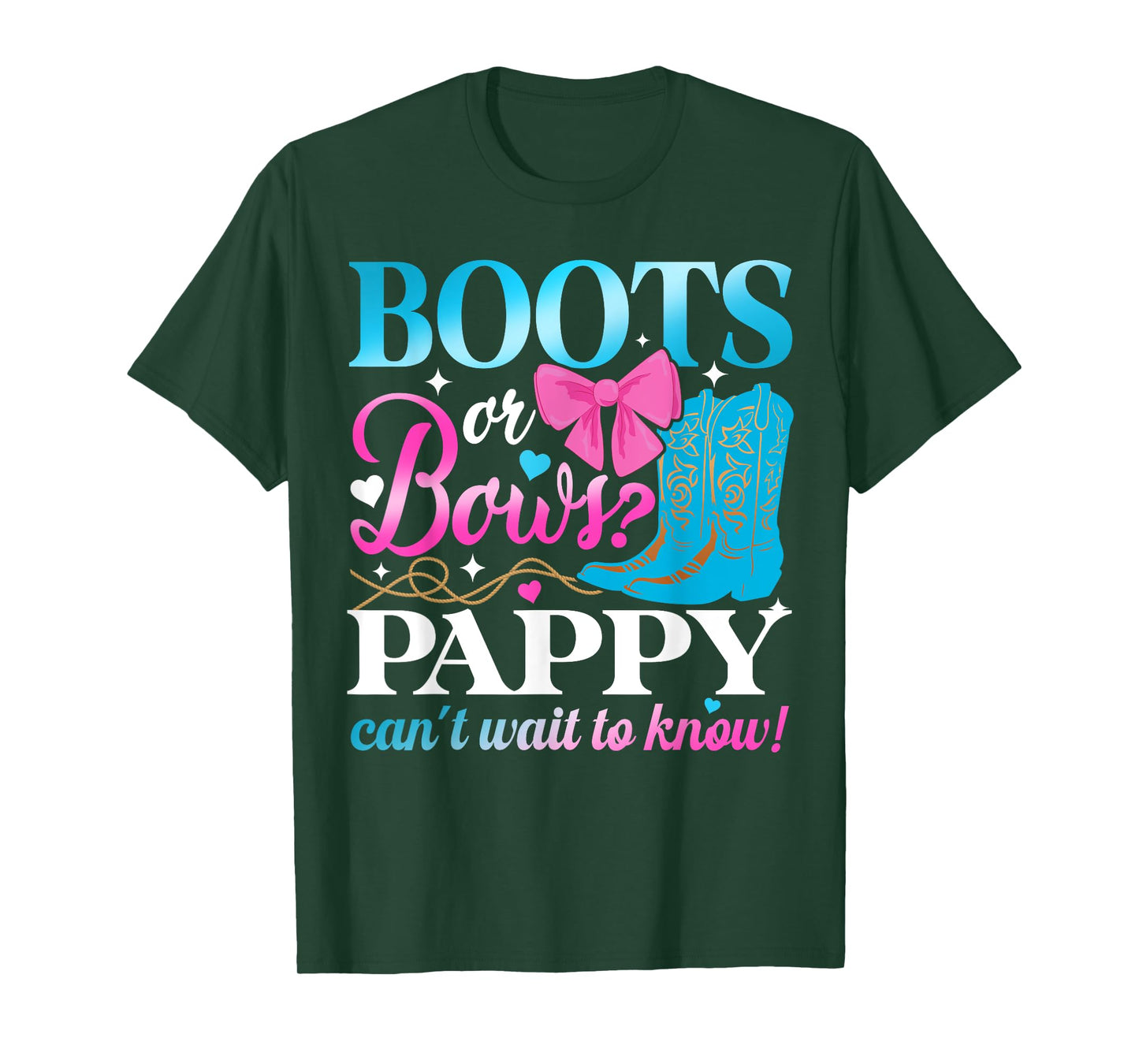 Boots Or Bows Pappy Loves You Gender Reveal Party T-Shirt