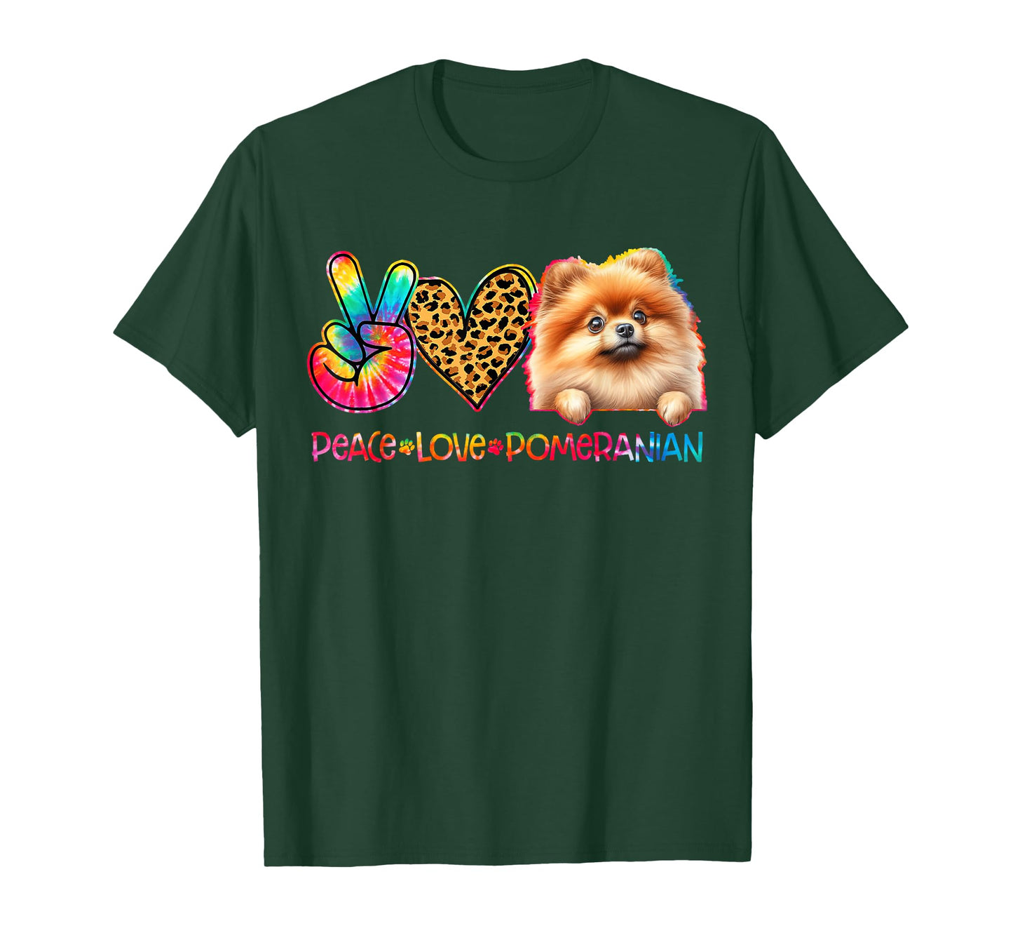 Peace Love Pomeranian Tie Dye Dog Lover T-Shirt