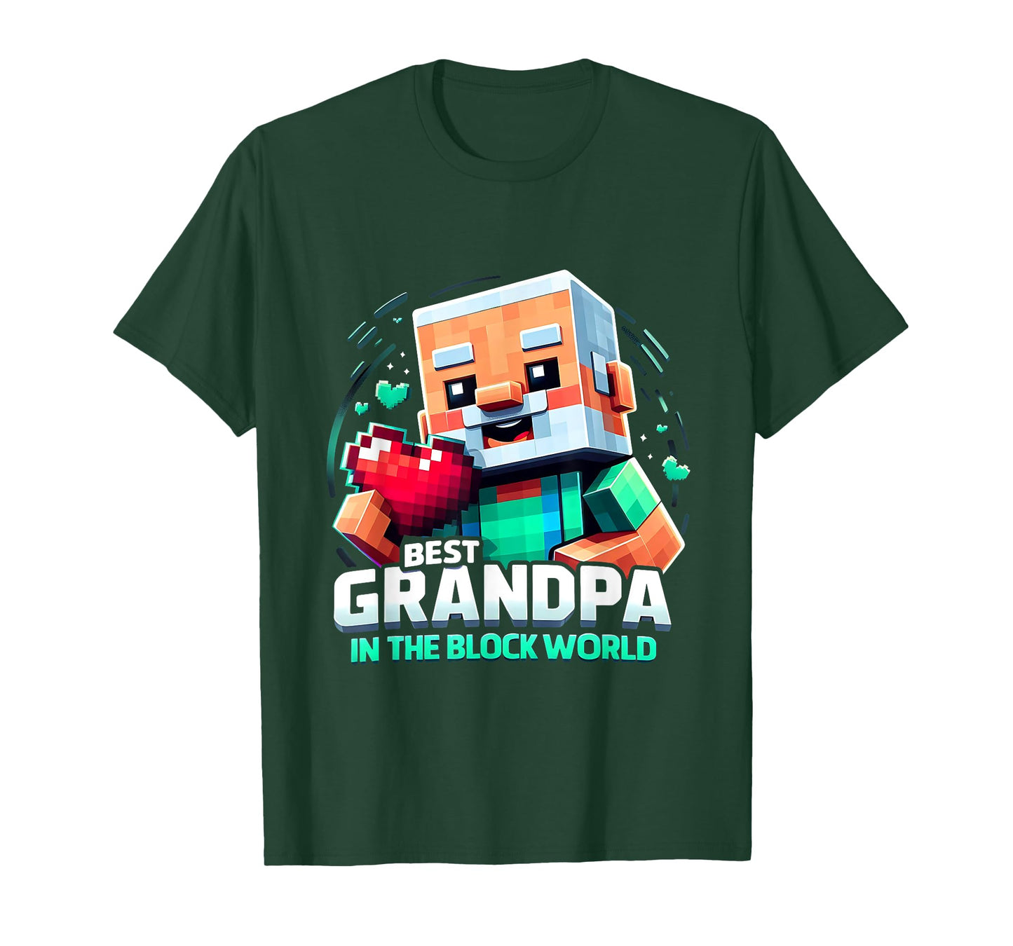 Best Grandpa in the Block World Pixel Gaming Father Day T-Shirt