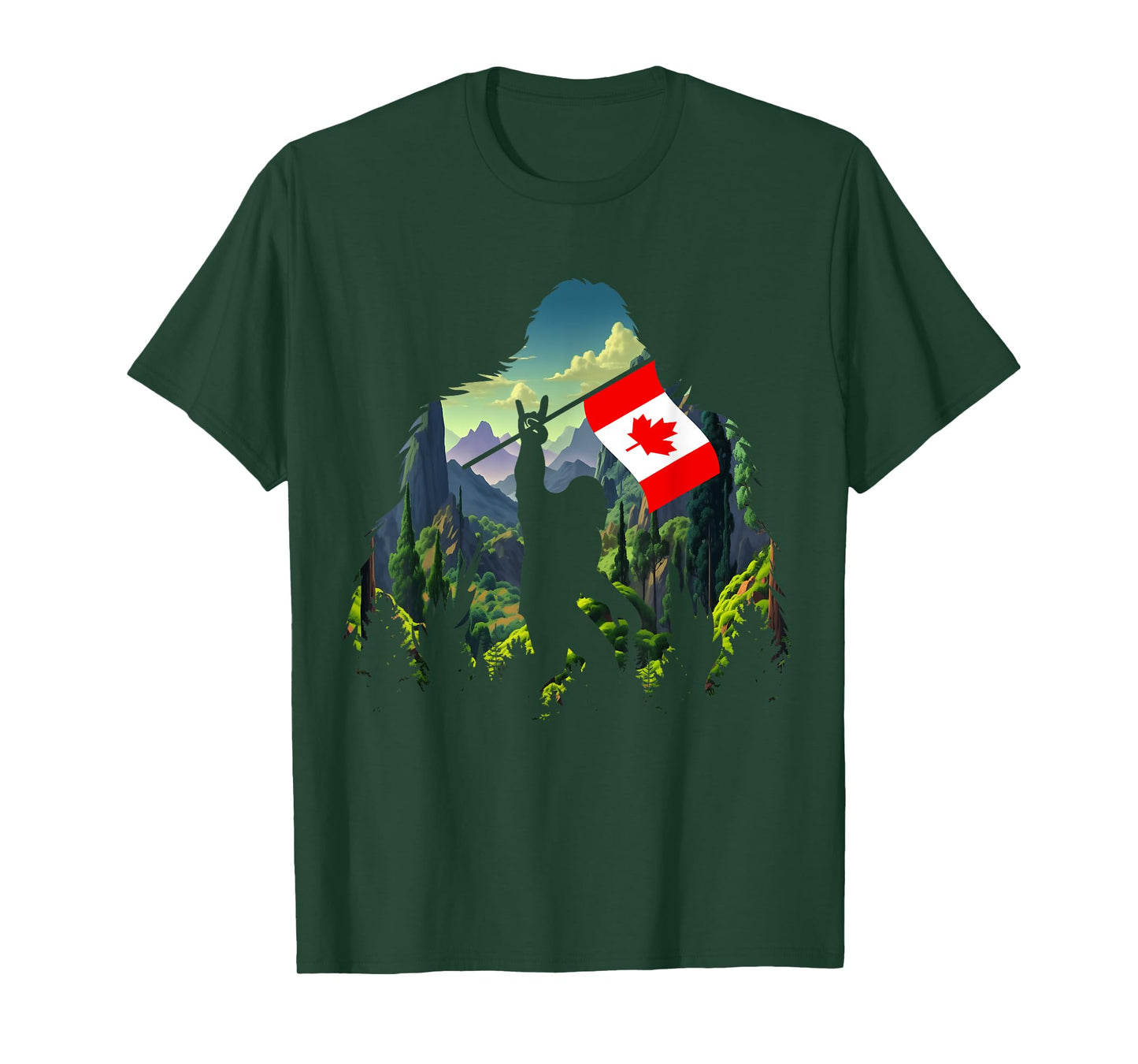 Bigfoot Lover Camper Maple Leaf Canadian Flag Canada Day T-Shirt