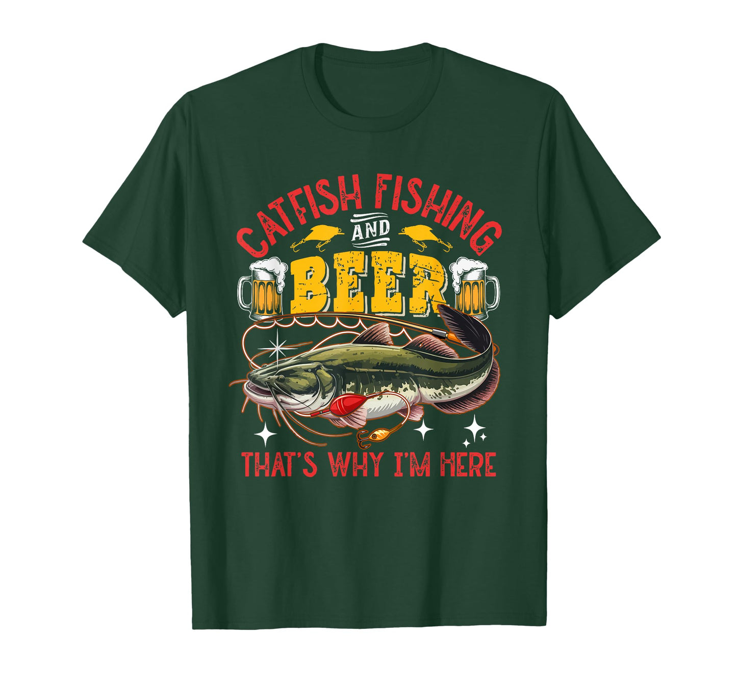 Catfish Fishing And Beer Funny Fisherman Drinking Beer Lover T-Shirt