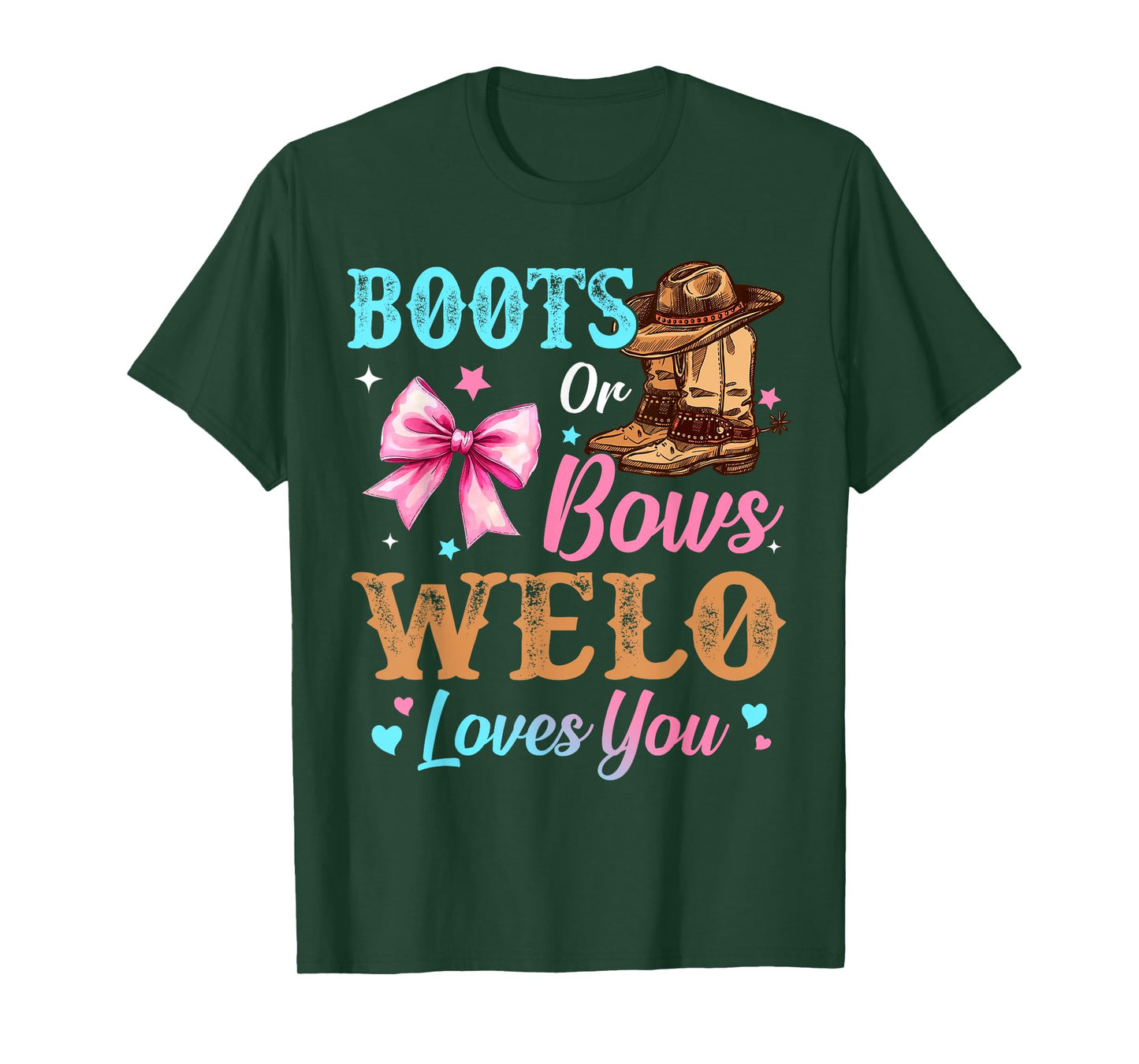 Boots or Bows Welo Loves You Gender Reveal Family T-Shirt