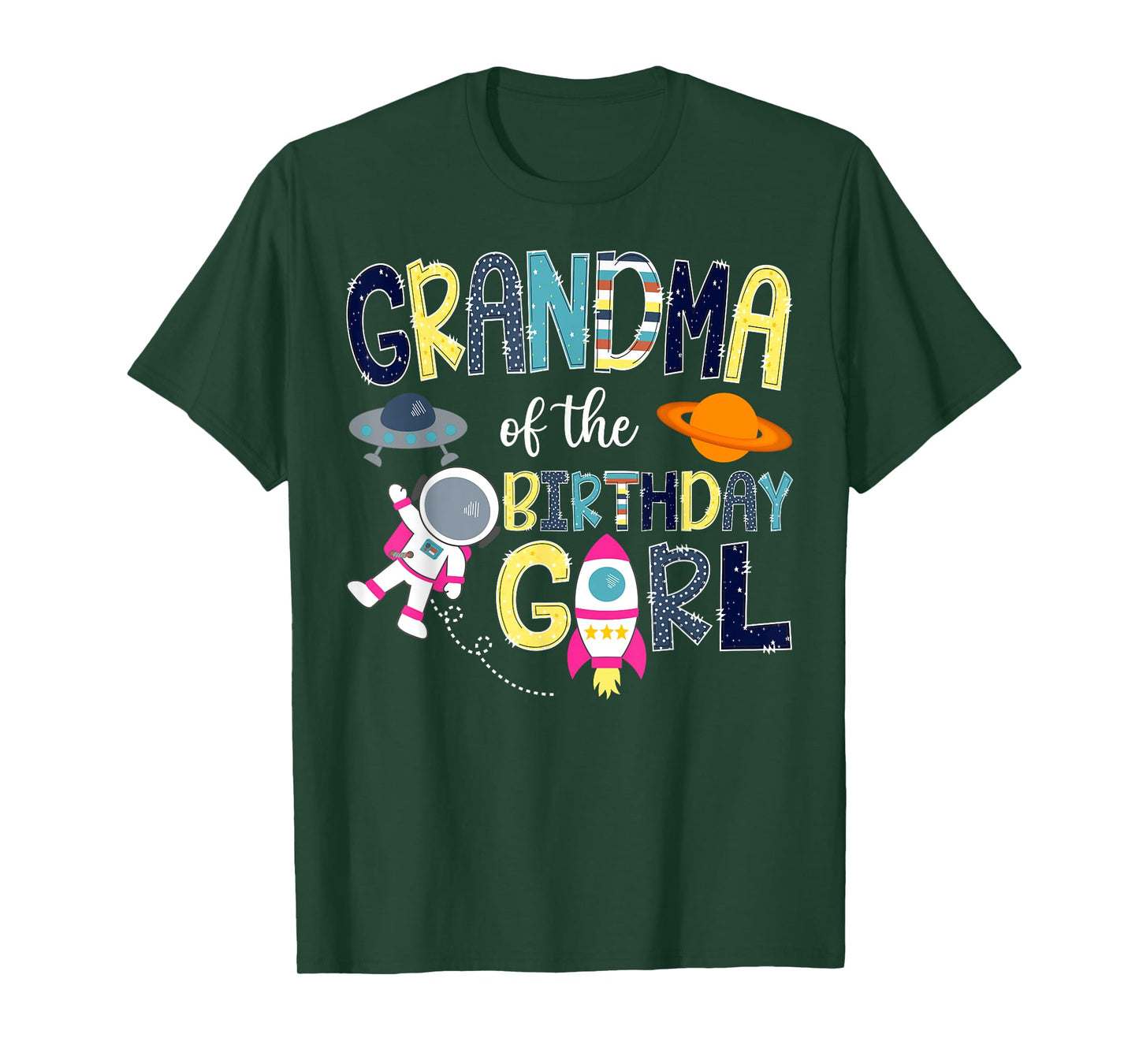 Grandma Of the Birthday Girl Space Astronaut Family Matching T-Shirt