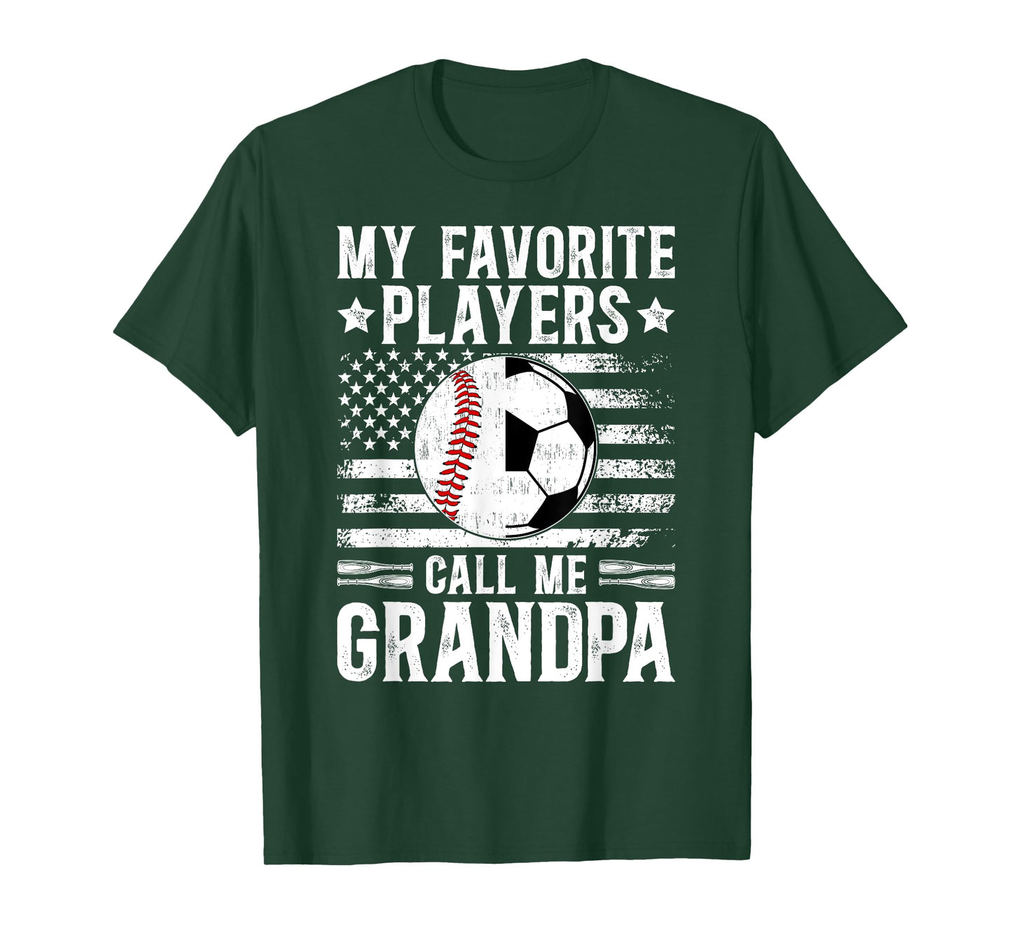 My Favorite Players Call Me Grandpa Soccer Baseball Grandpa T-Shirt