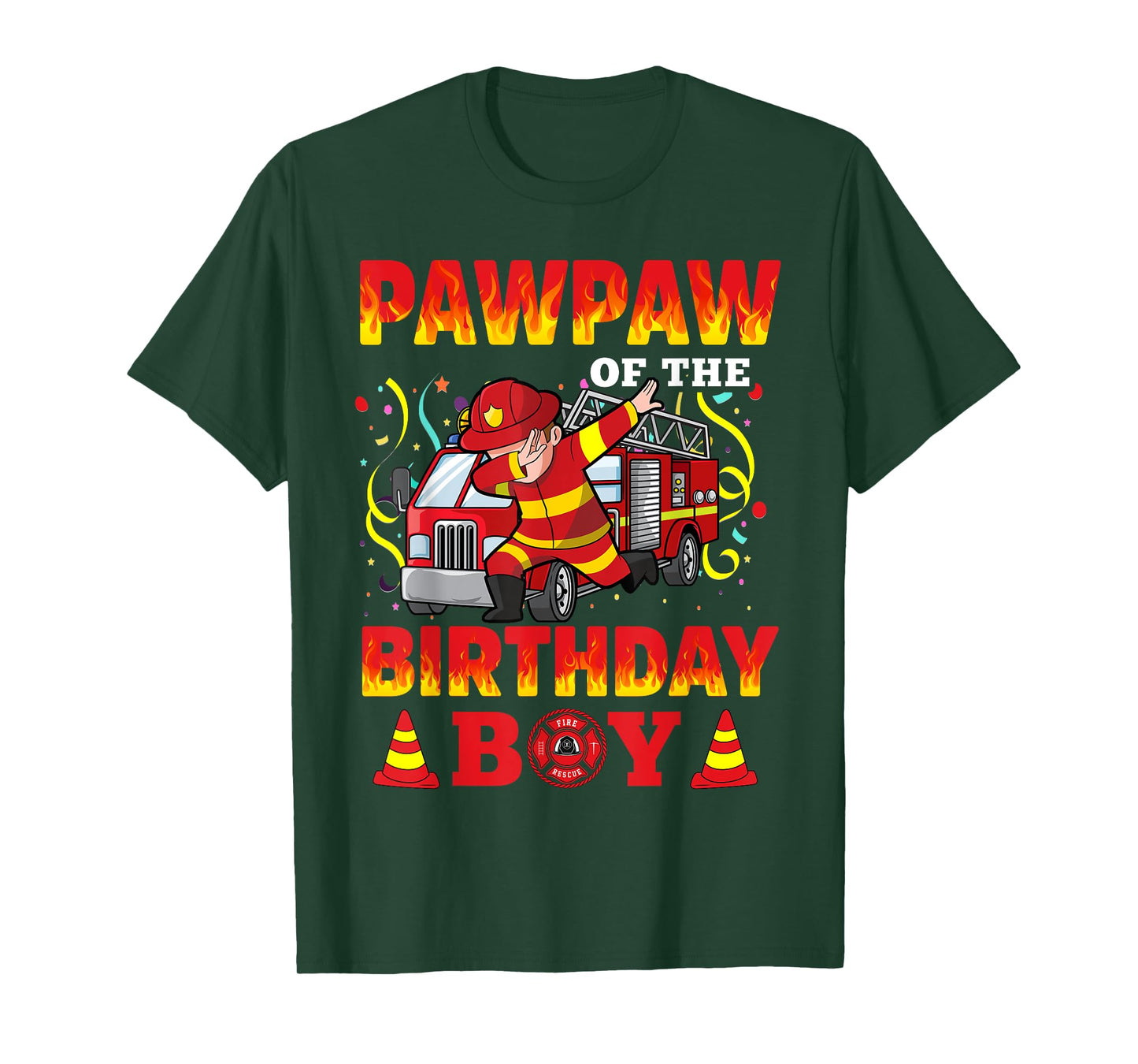 Pawpaw Of The Birthday Boy Fire Truck Firefighter Boys T-Shirt