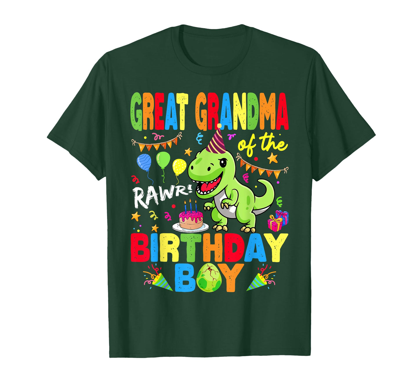 Great Grandma Of The Birthday Boy Dinosaur T-Rex RAWR T-Shirt