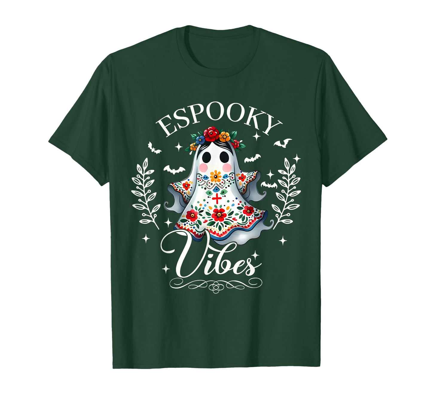 Spooky Vibes Ghost Retro Groovy Halloween Women Girls Kids T-Shirt