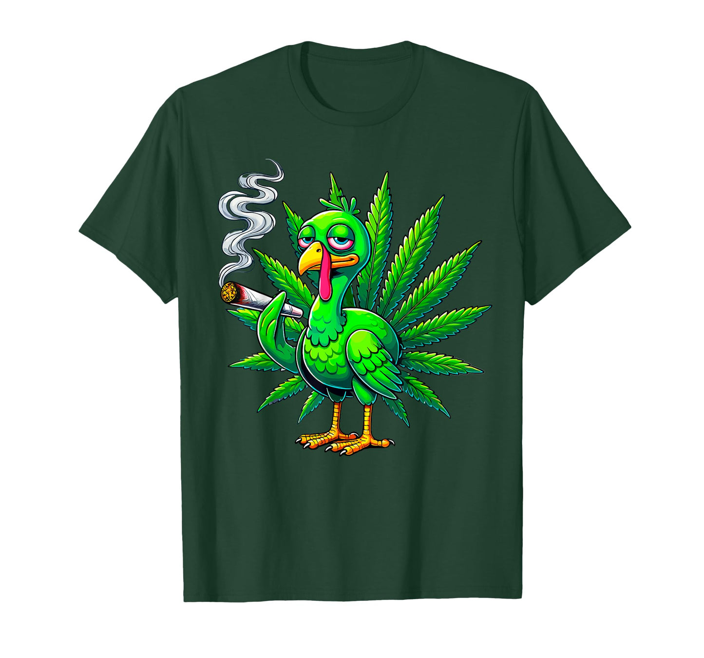 Cannabis Marijuana Smoke Joint Turkey Funny Thanksgiving Tee T-Shirt