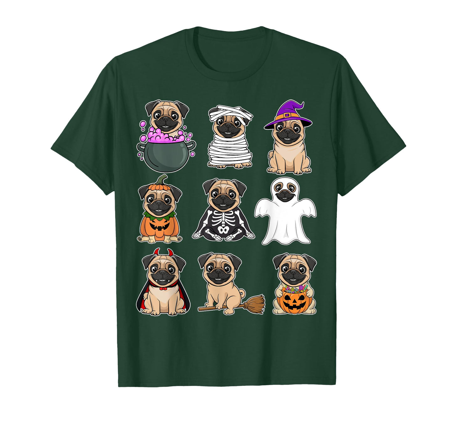 Pug Halloween Costume Spooky Ghost Pumpkin Pug Halloween T-Shirt