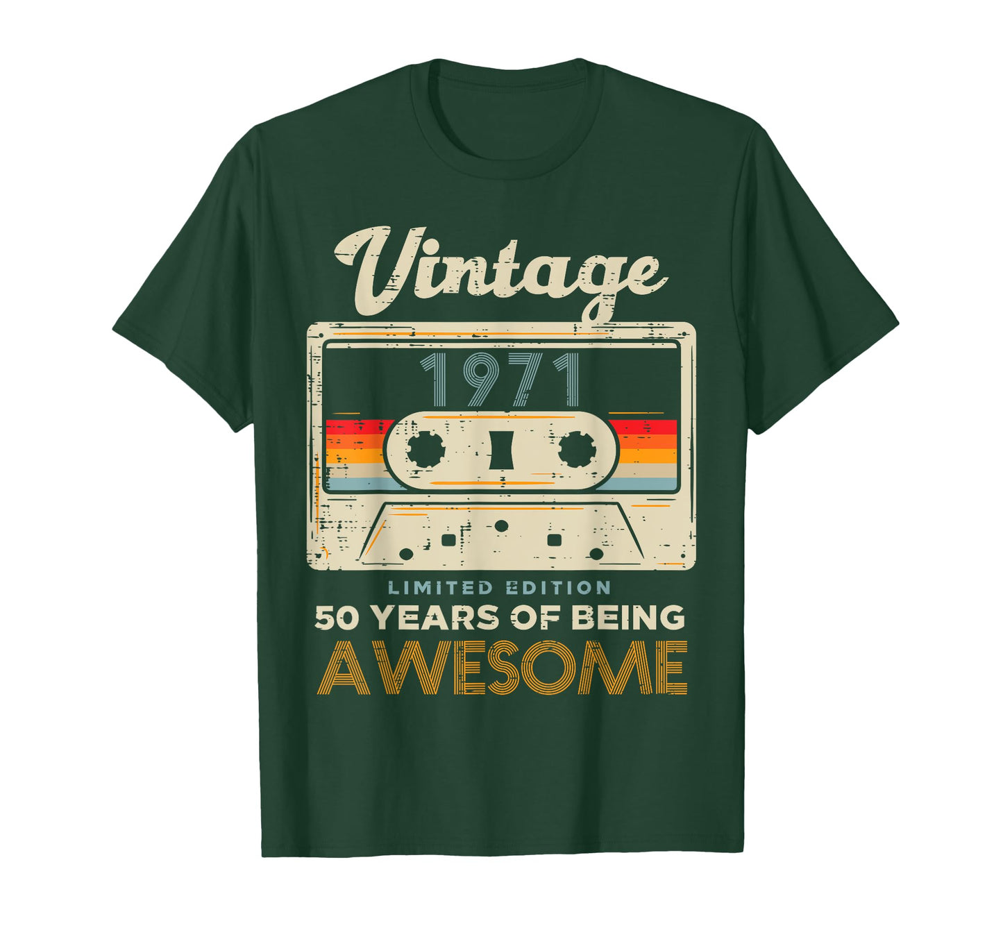 Vintage 1971 Cassette Tape 50 Awesome 50th Birthday Gift T-Shirt
