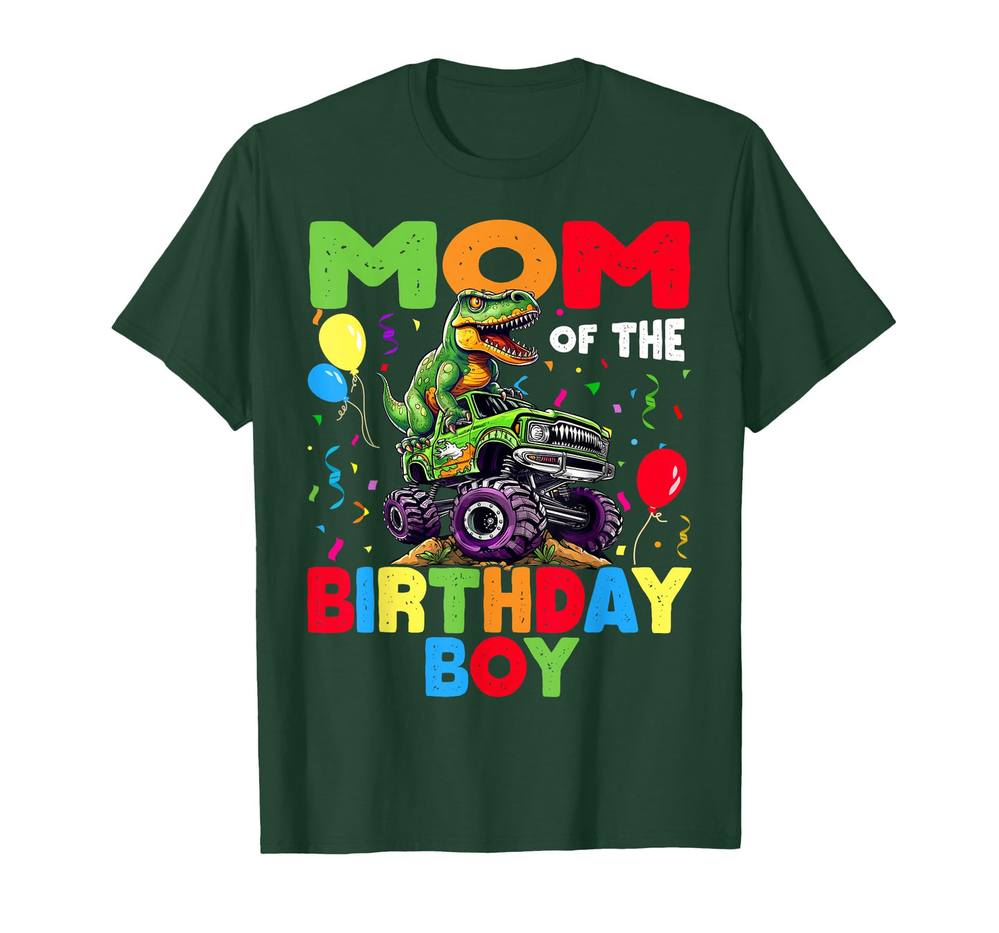 Mom Of The Birthday Boy Dinosaur T-Rex Monster Truck T-Shirt