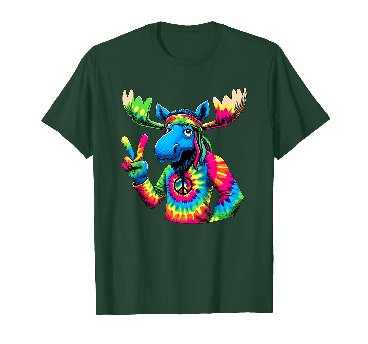 Peace Sign Tie Dye Moose T-Shirt