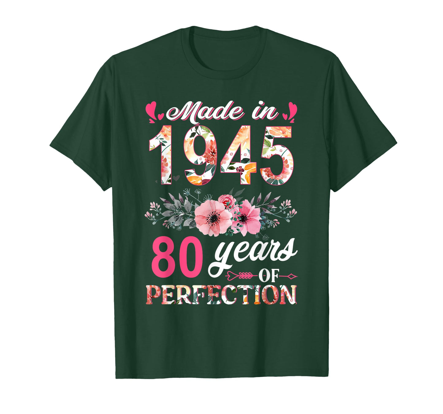 Made In 1945 Floral 80 Year Old 80th Birthday Gifts Women T-Shirt
