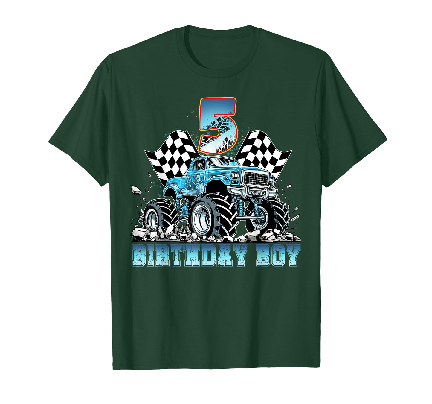 Birthday Monster Truck Funny Birthday 5 year Old Boys Kids T-Shirt