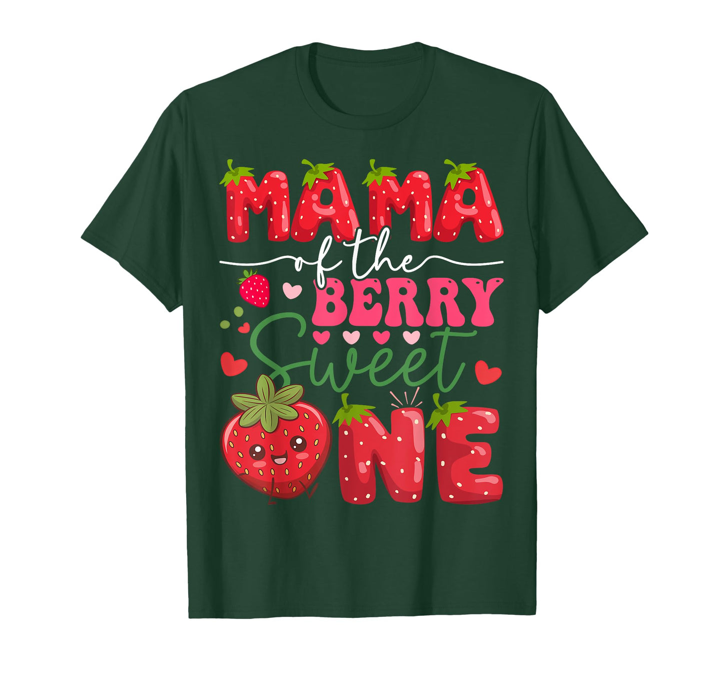 Mama Of The Berry Sweet One Strawberry 1St Birthday T-Shirt