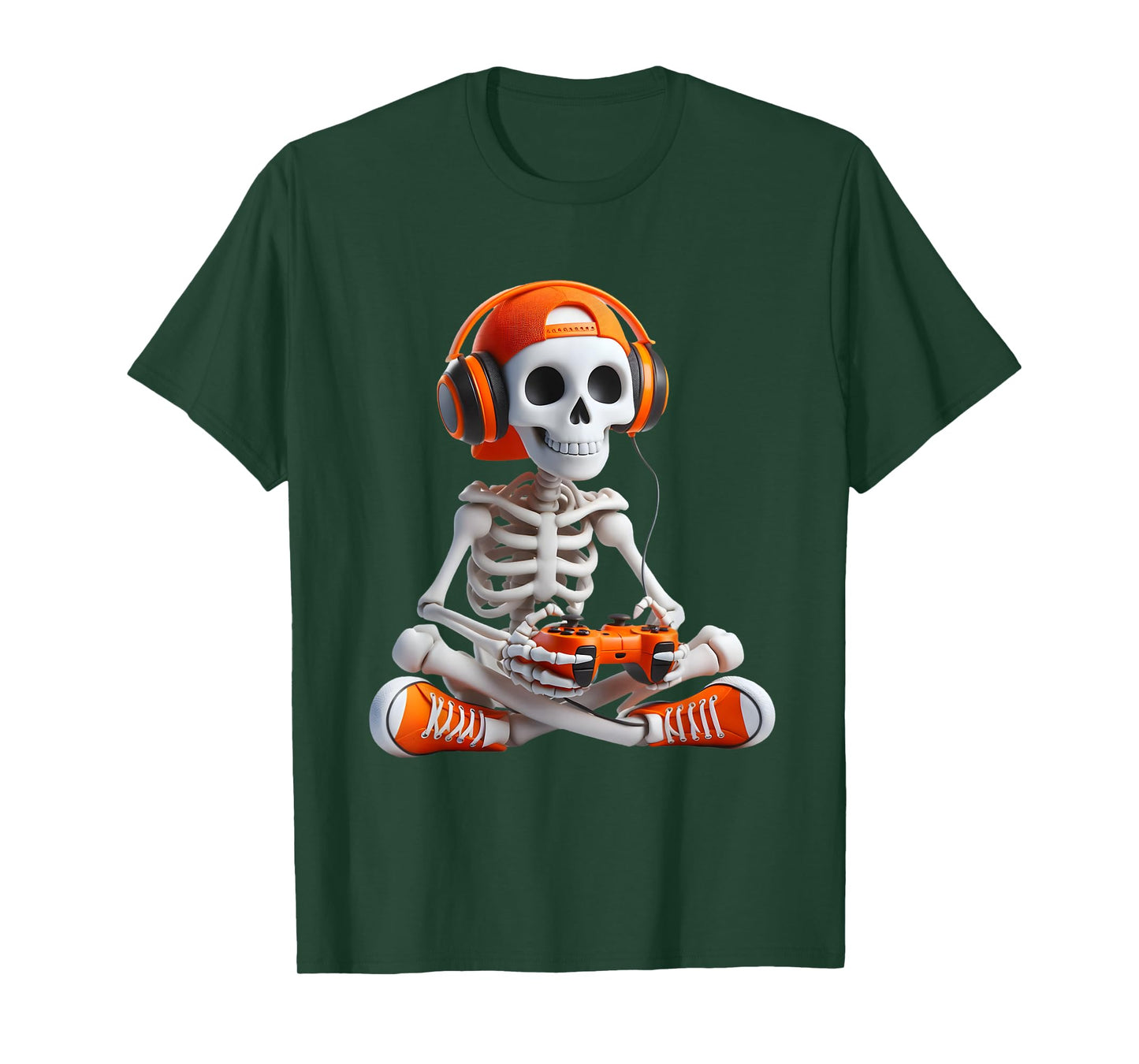 Gaming Skeleton Halloween Gamer Video Games Boys Men Kids T-Shirt