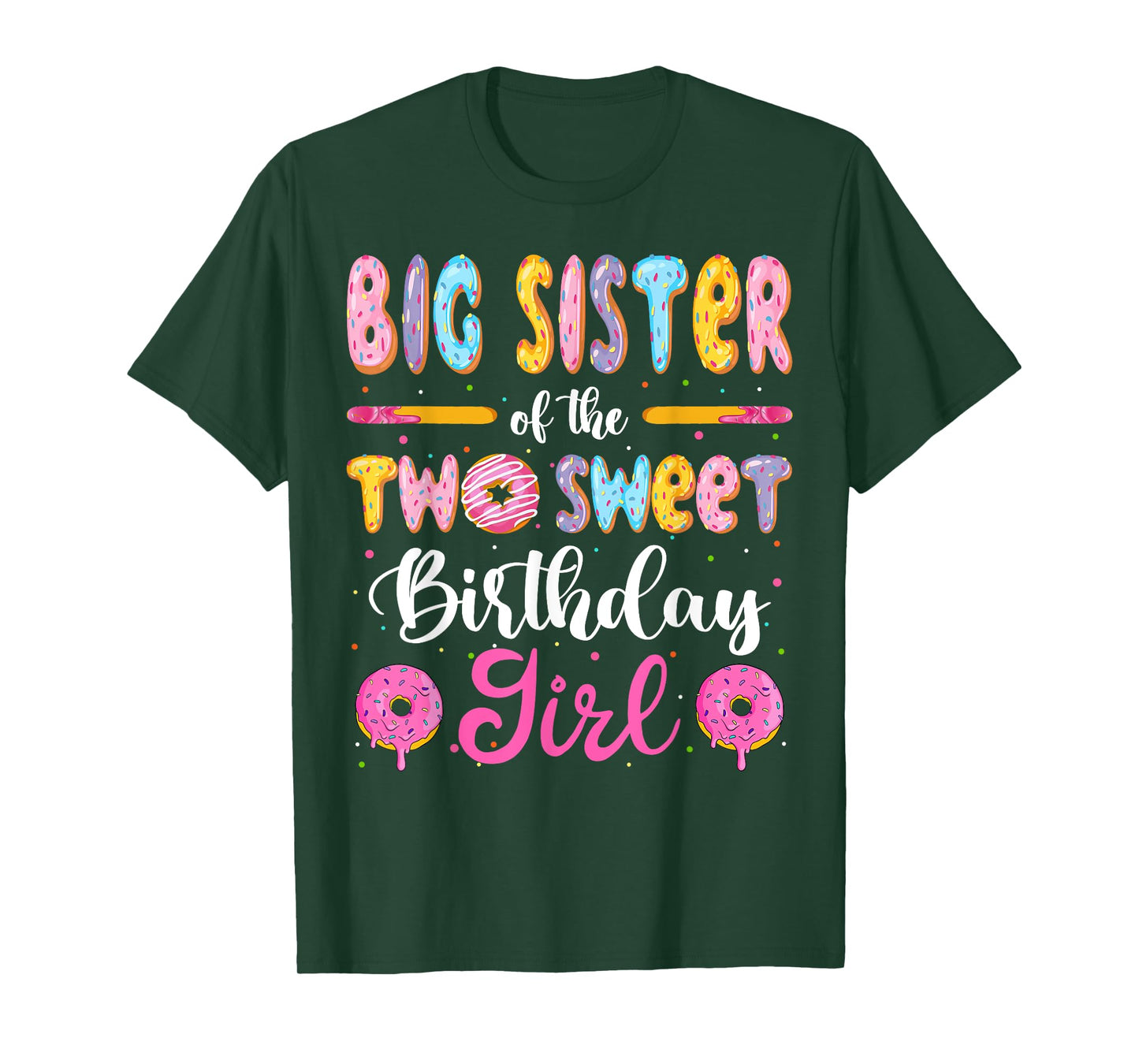 Big Sister Of The Two Sweet Birthday Girl Donut 2Nd Birthday T-Shirt