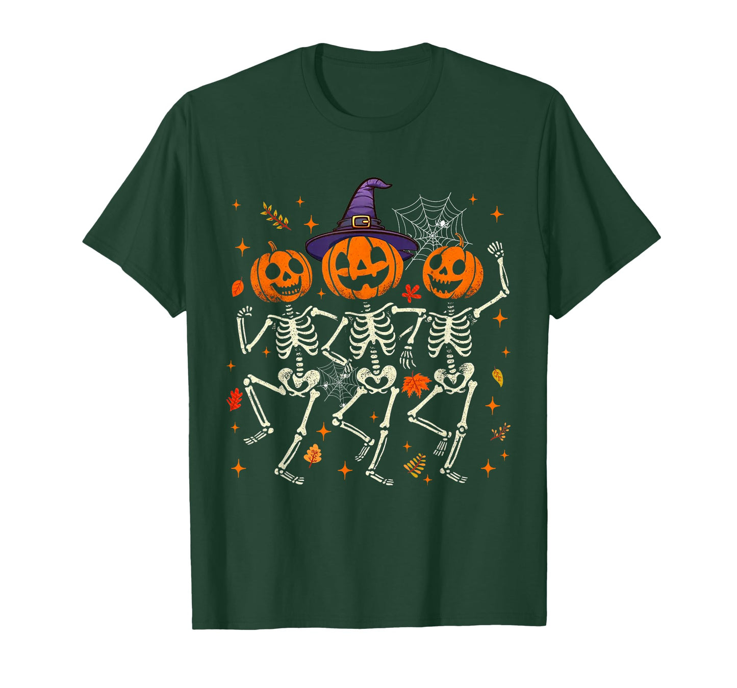 Pumpkin Skeleton Halloween Spooky Season Fall Tee for Women T-Shirt