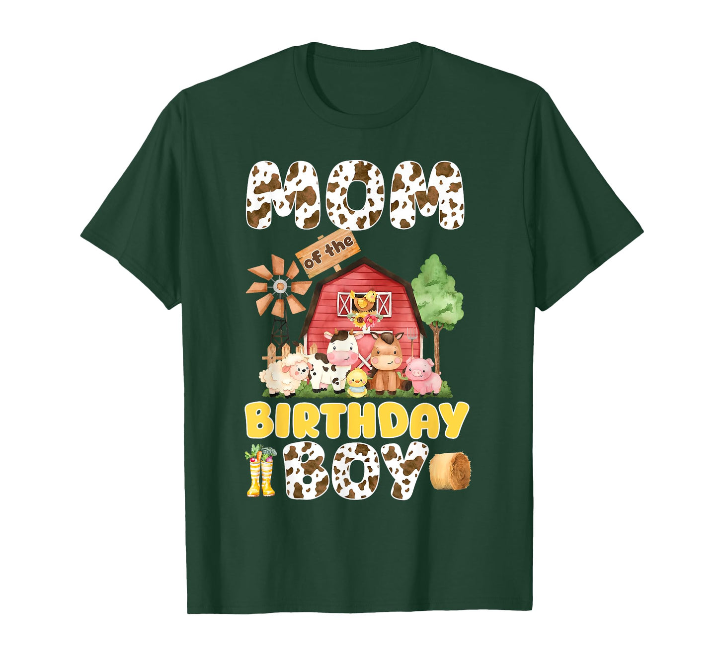 Mom of The Birthday Boy Animals Farm Family Matching Party T-Shirt