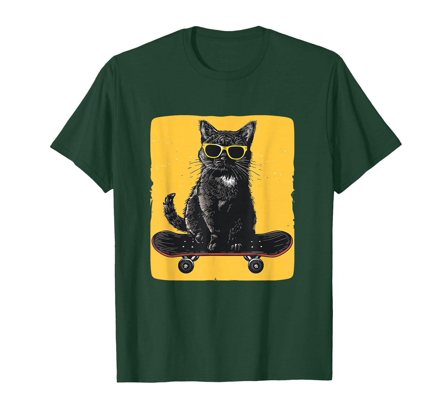 Cool Sunglasses Cat on a Skateboard for a Trendy Ride T-Shirt