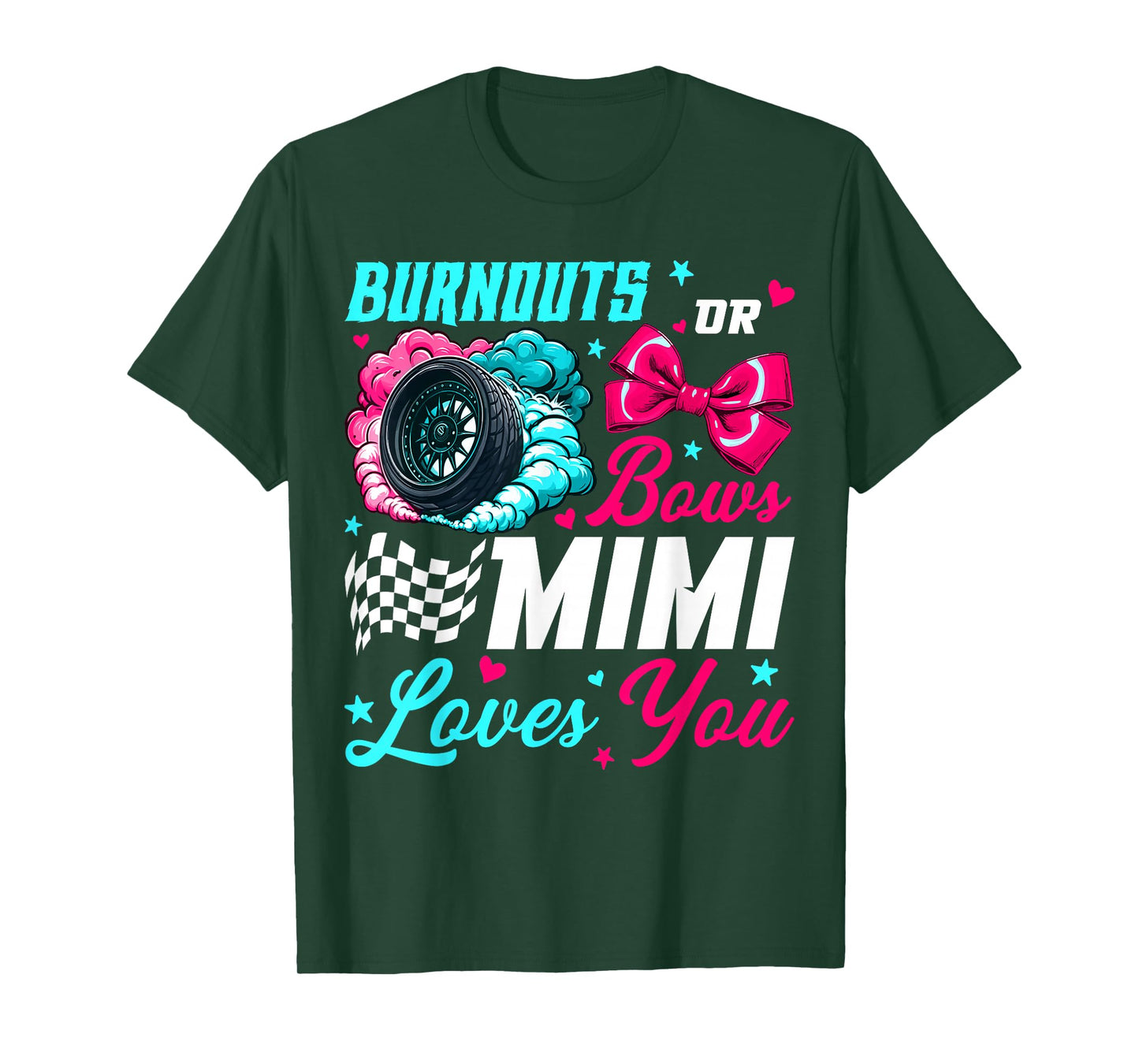 Burnouts or Bows Mimi Loves You Baby Gender Reveal Party T-Shirt