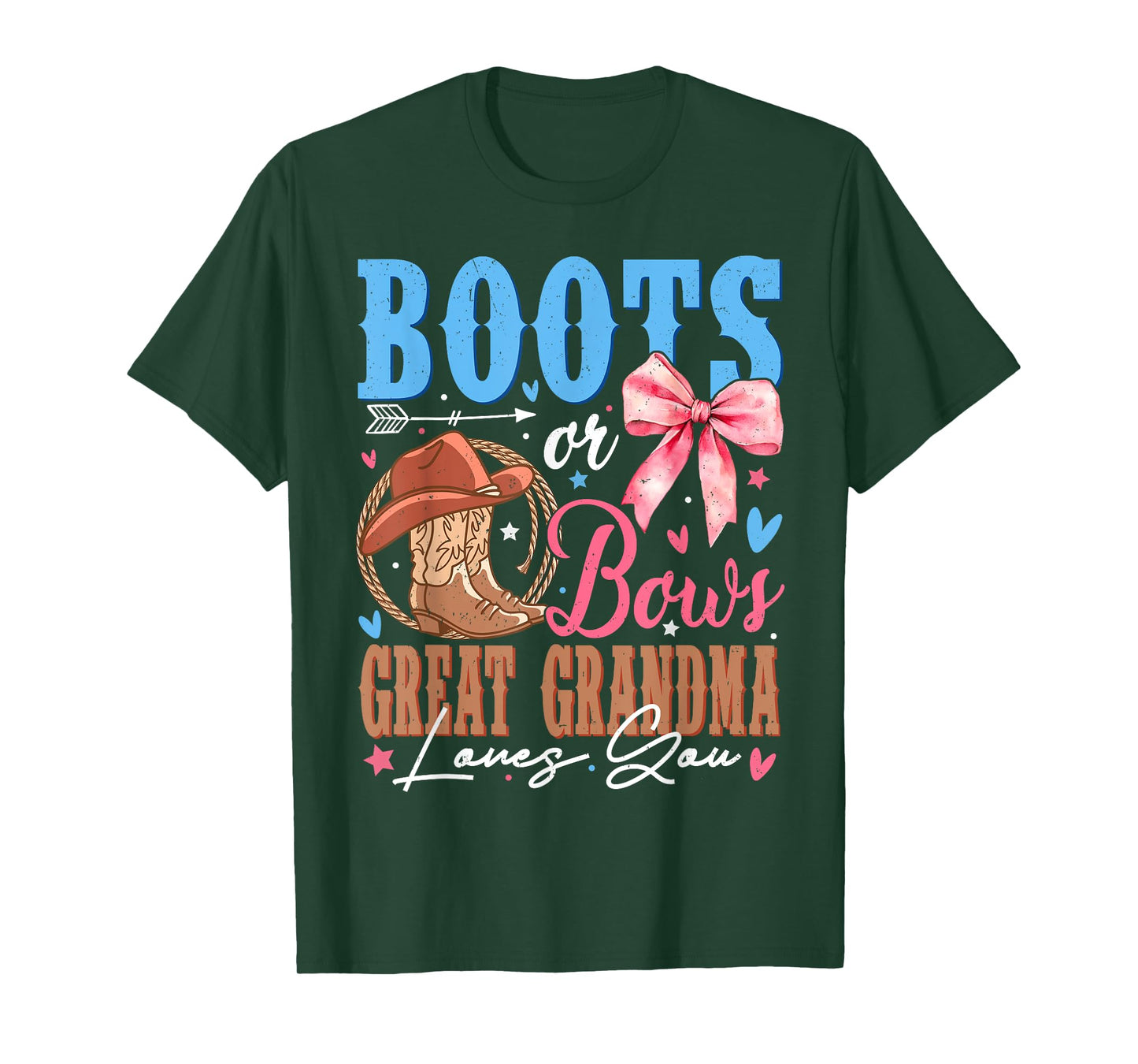 Boots or Bows Great Grandma Loves You Gender Reveal Party T-Shirt