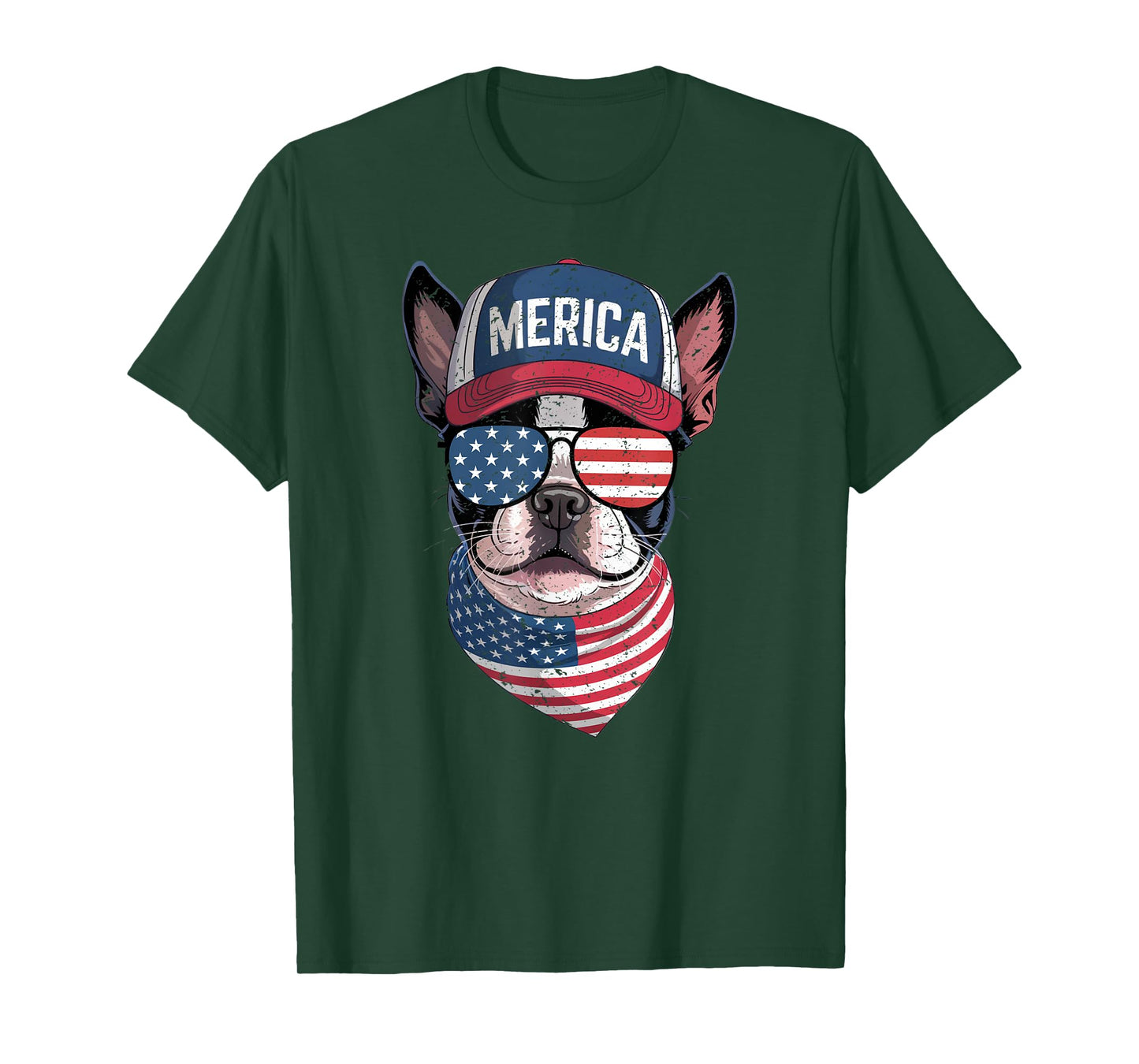 Boston Terrier 4th of July US Merica Bostie Dog Patriotic T-Shirt for Men Women Kids