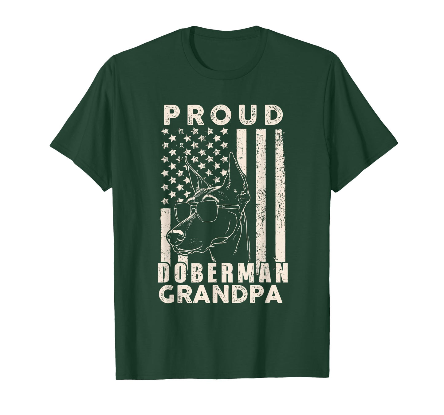 Proud Doberman Dog Grandpa American Flag Patriotic Dog Owner T-Shirt