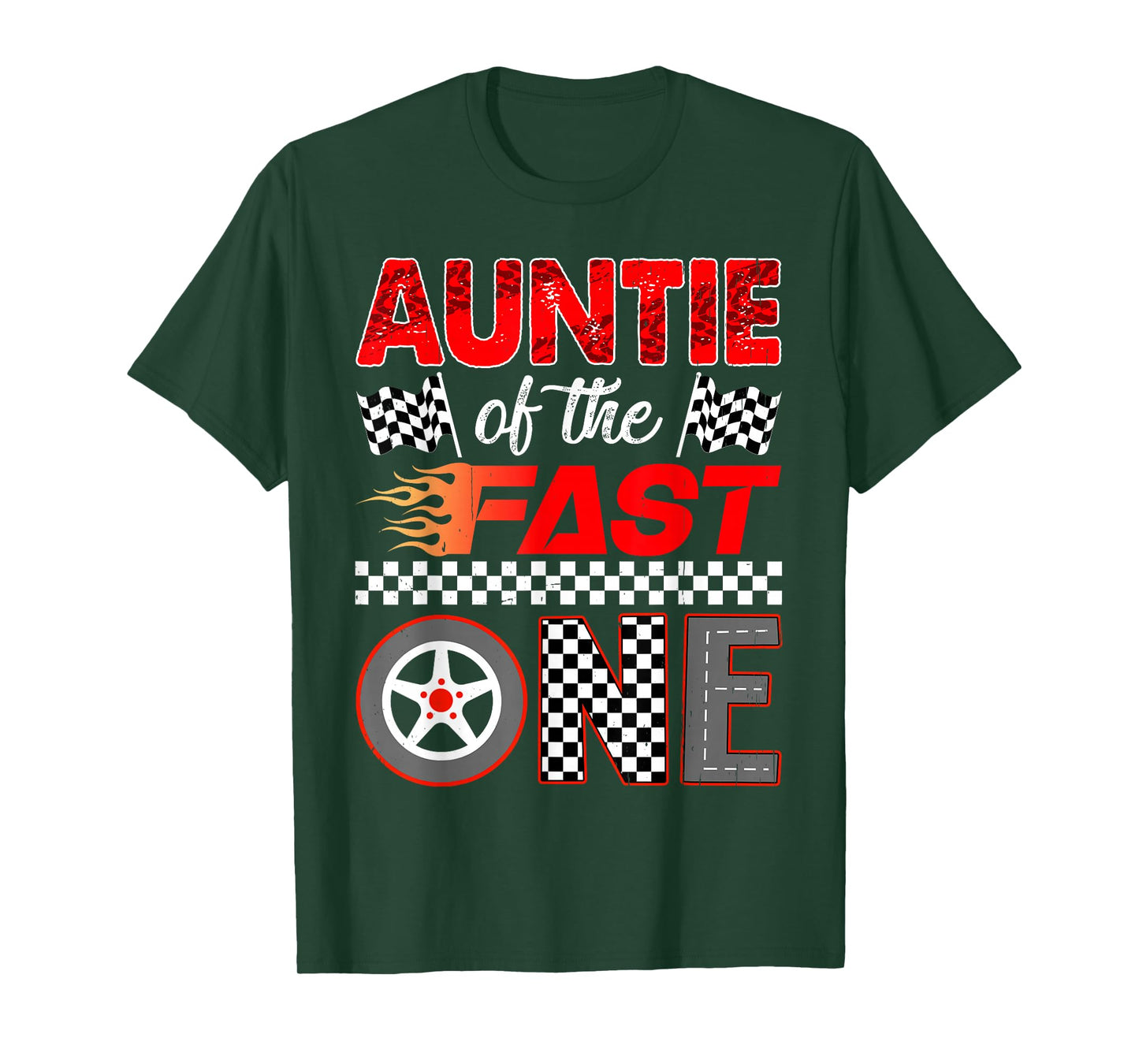 Auntie of The Fast One First Birthday Racing Car Family T-Shirt