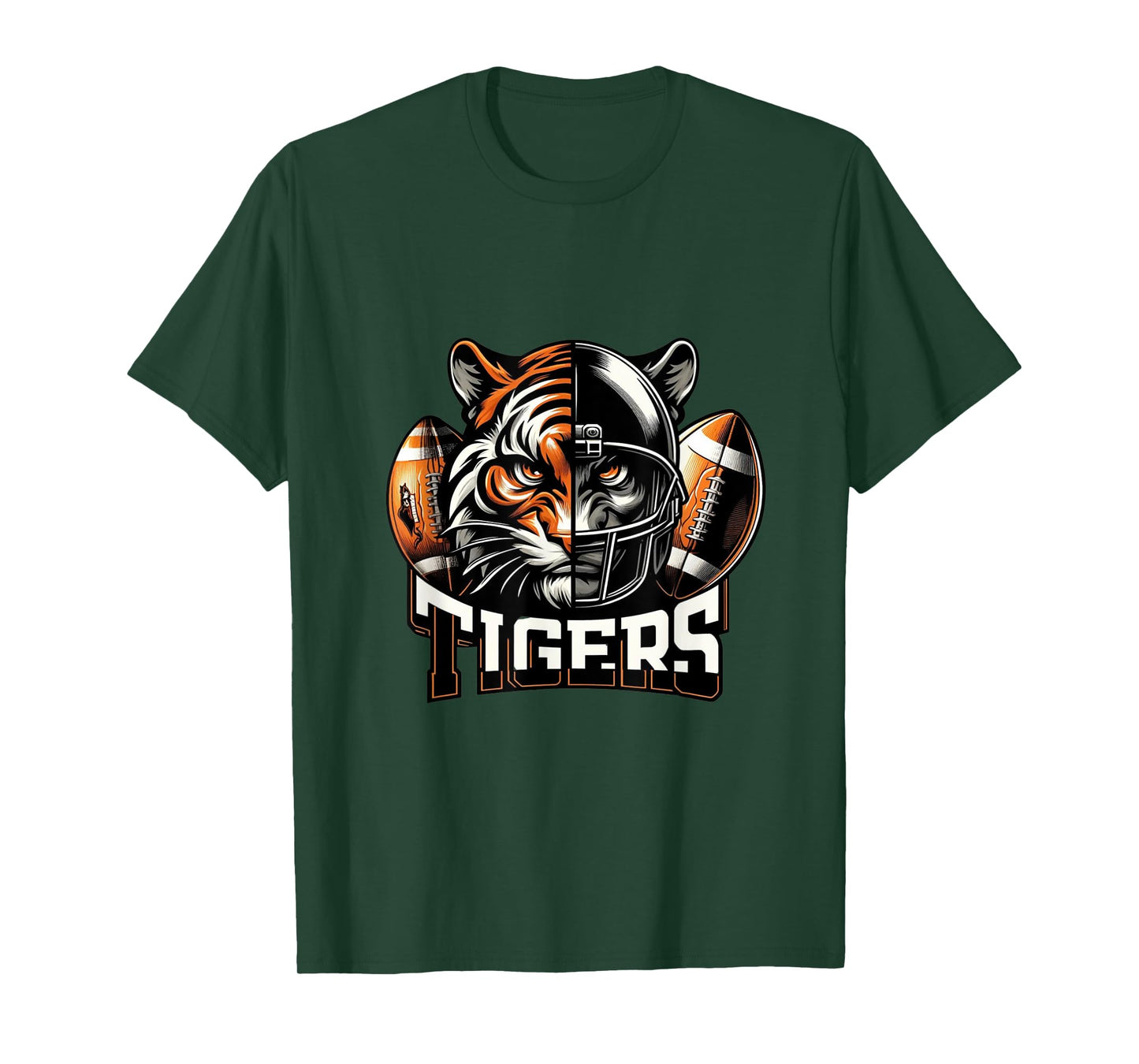 Tigers Football School Sports Fan Team Spirit Graphic Tee T-Shirt