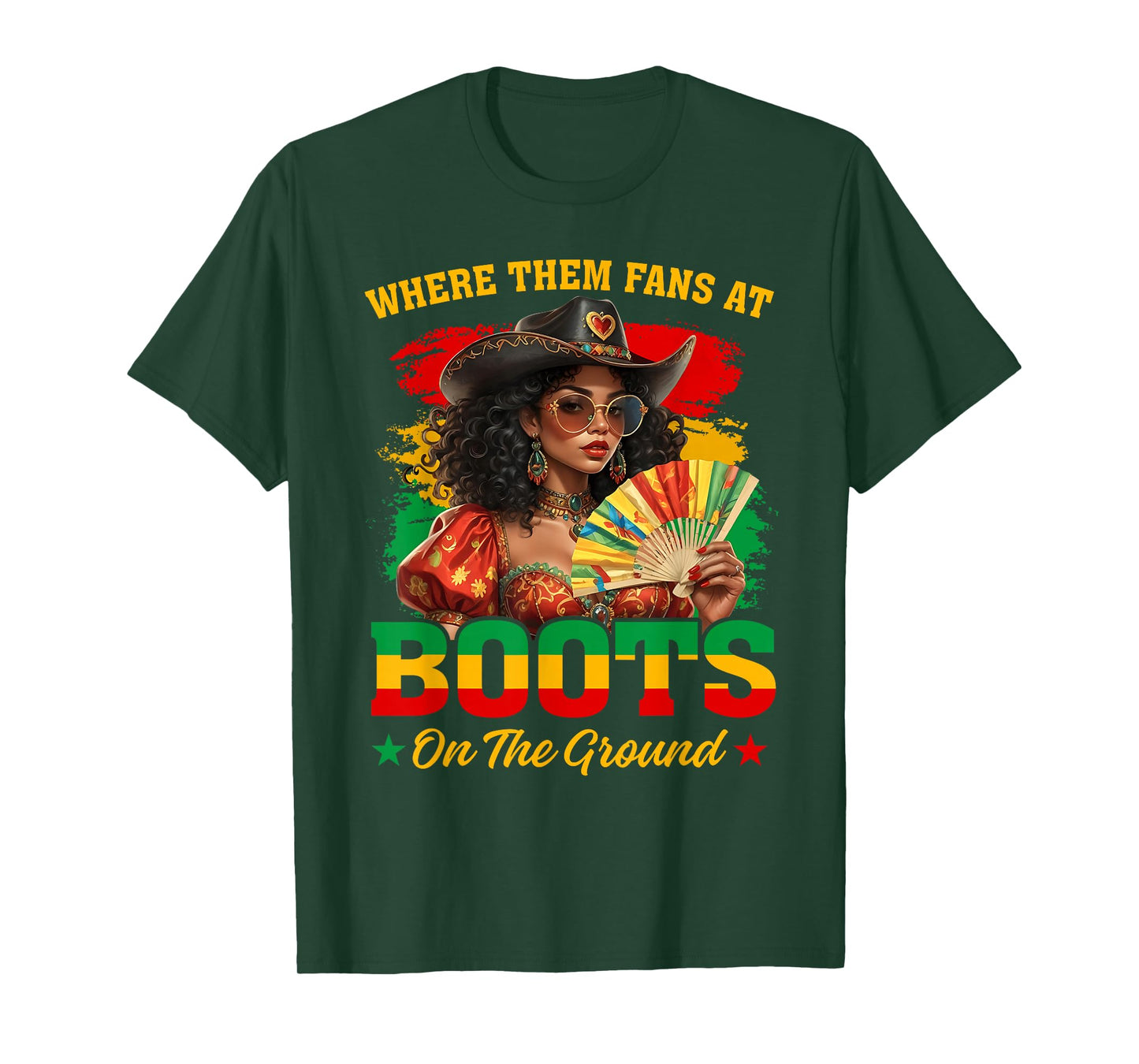 Boots On The Ground Juneteenth Cowgirl Where Them Fans At T-Shirt