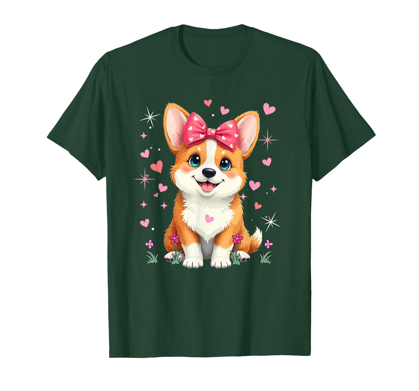 Corgi Bow Tie Matching Dog Owner Family Kids Lover Girls T-Shirt