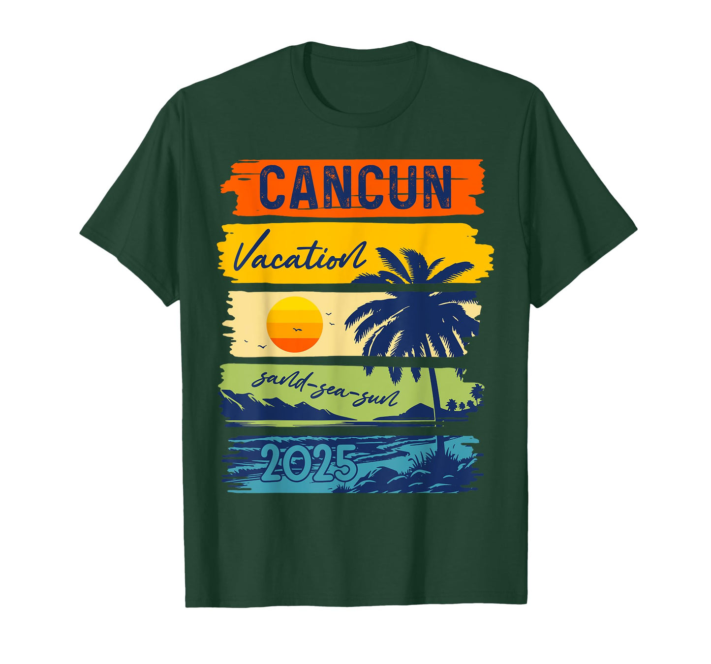 Cancun Vacation Sand Sea Sun Mexico Trip 2025 Retro Summer T-Shirt