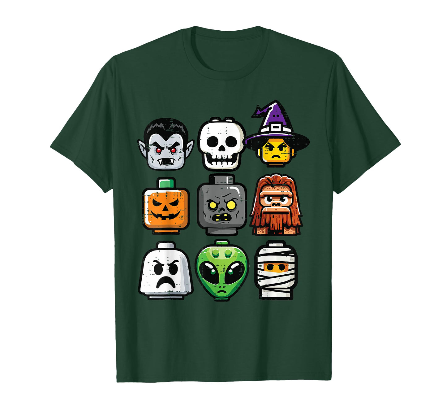 Halloween Brick Pumpkin Ghost Heads Costume Boys Kids Men T-Shirt