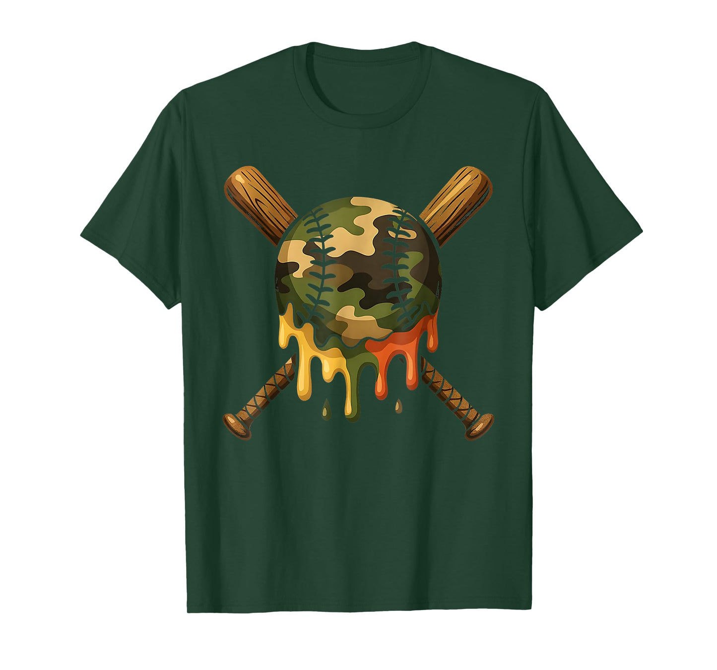 Baseball Drip Camo Baseball Bats Boys Sports Cool Game Day T-Shirt