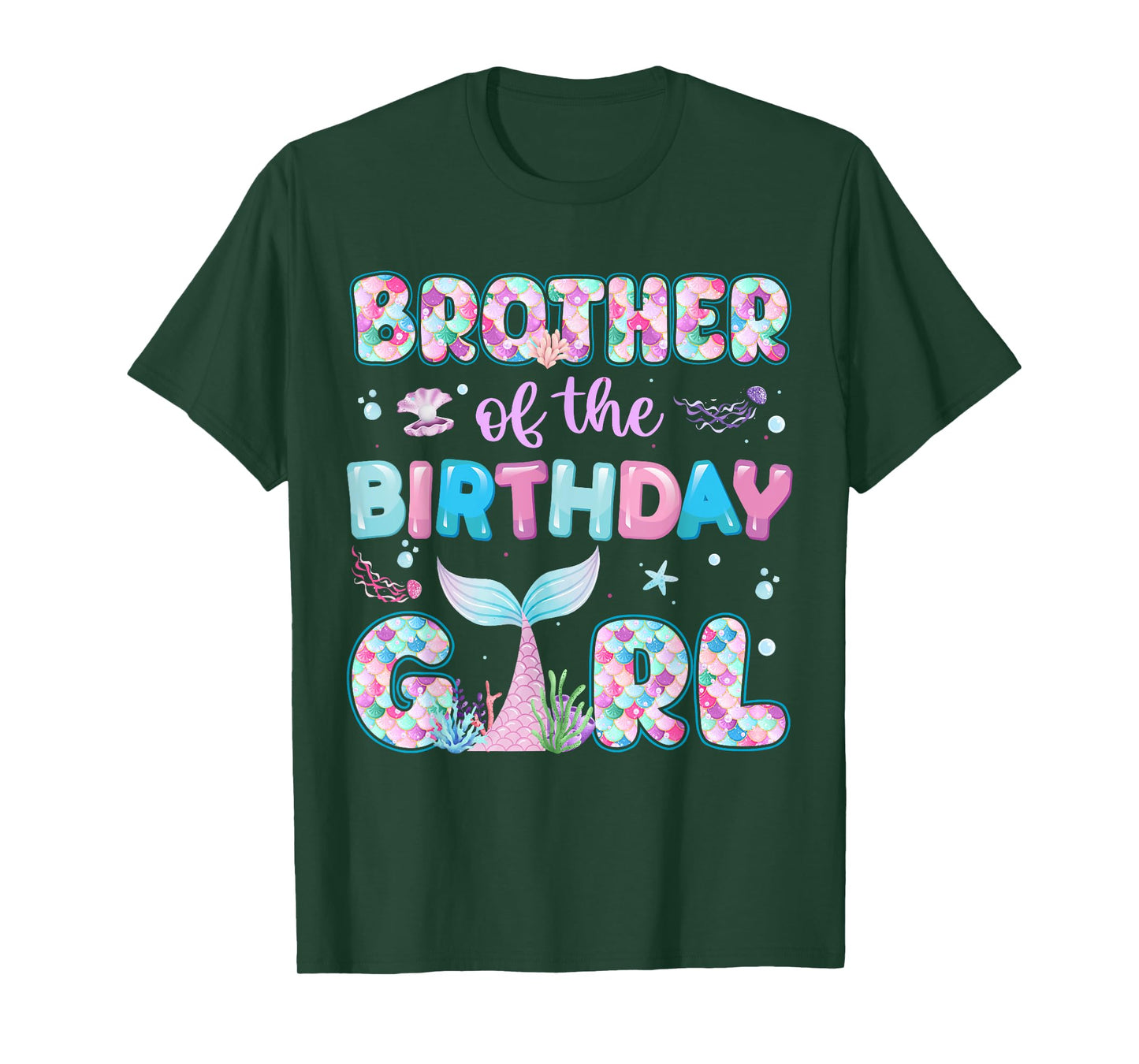 Brother Of The Birthday Mermaid Girl Family Matching Party T-Shirt