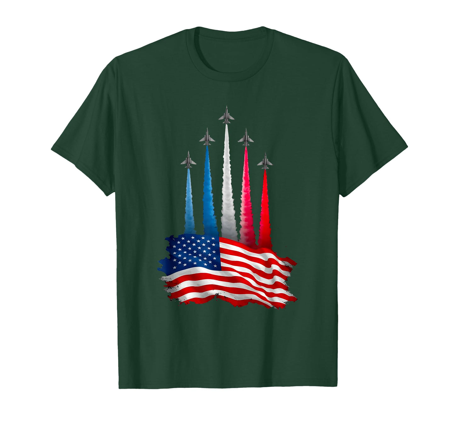 Independence Day American Flag Jet Planes Red White Blue T-Shirt