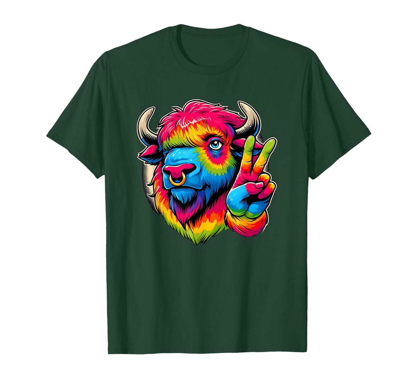 Peace Sign Tie Dye Bison T-Shirt