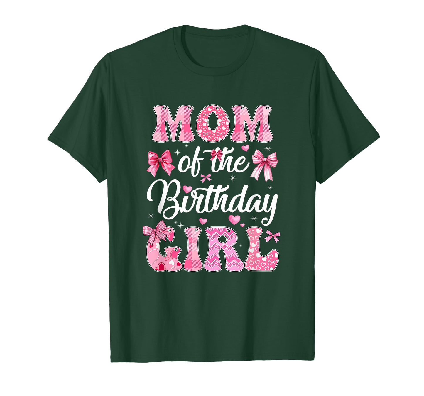 Mom Of The Birthday Girl Family Pink Coquette Bow T-Shirt