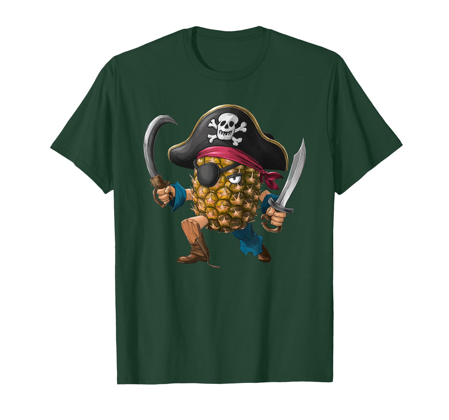 Pineapple Pirate Halloween Mens Womens Kids Pirate Funny T-Shirt