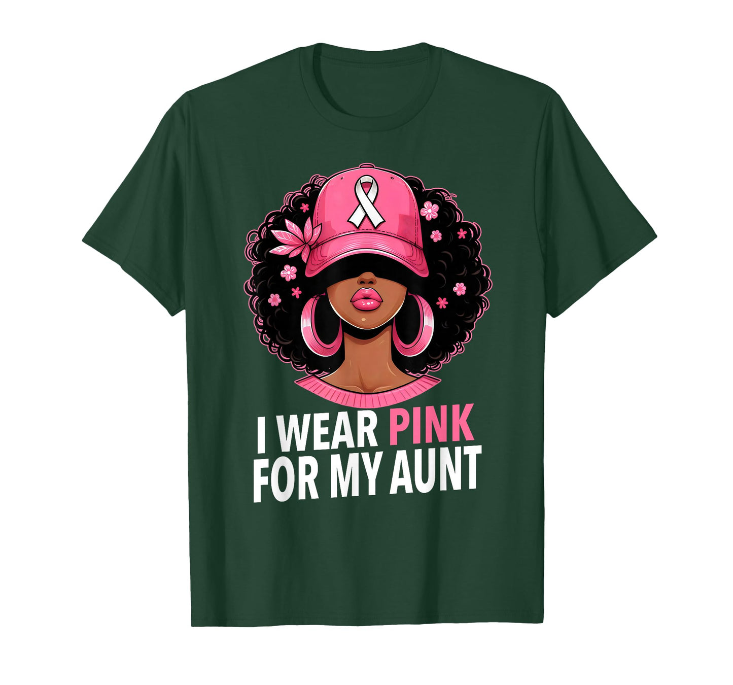 I wear Pink For My Aunt Black Woman Breast Cancer Awareness T-Shirt