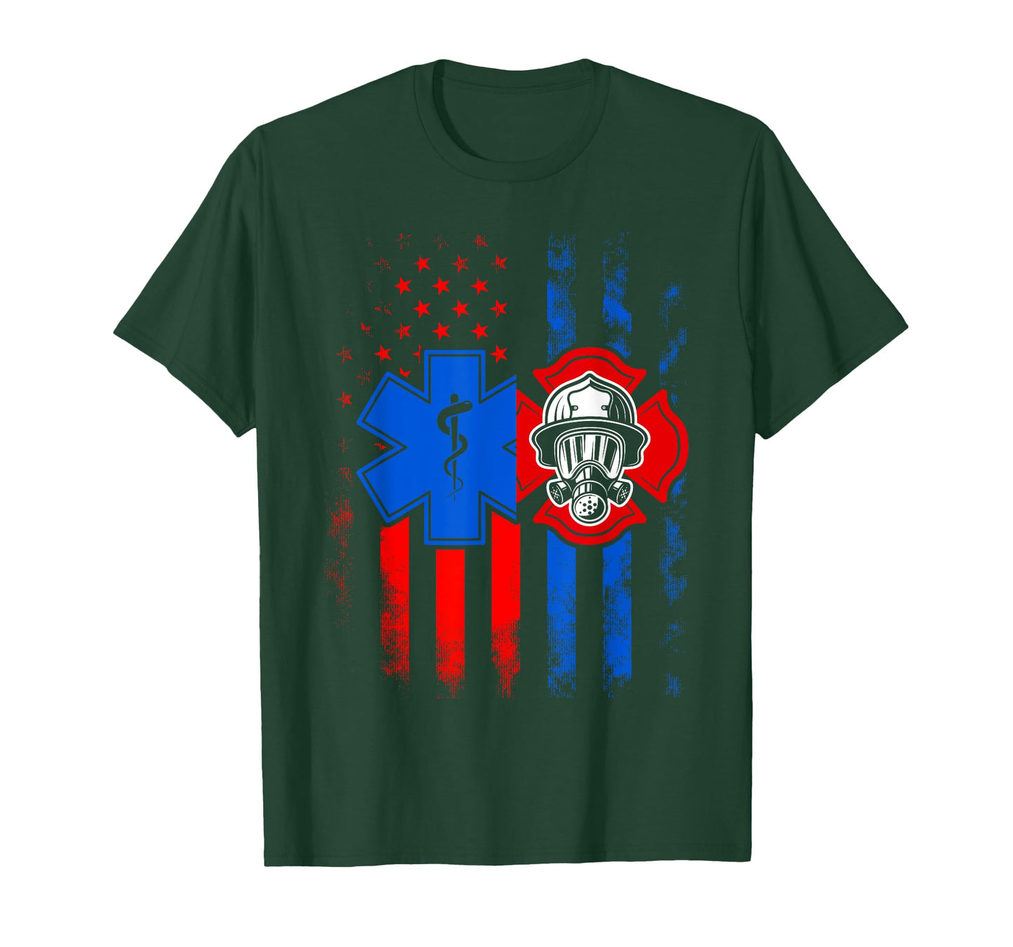 Patriotic Paramedic Firefighter EMT USA Flag EMS T-Shirt