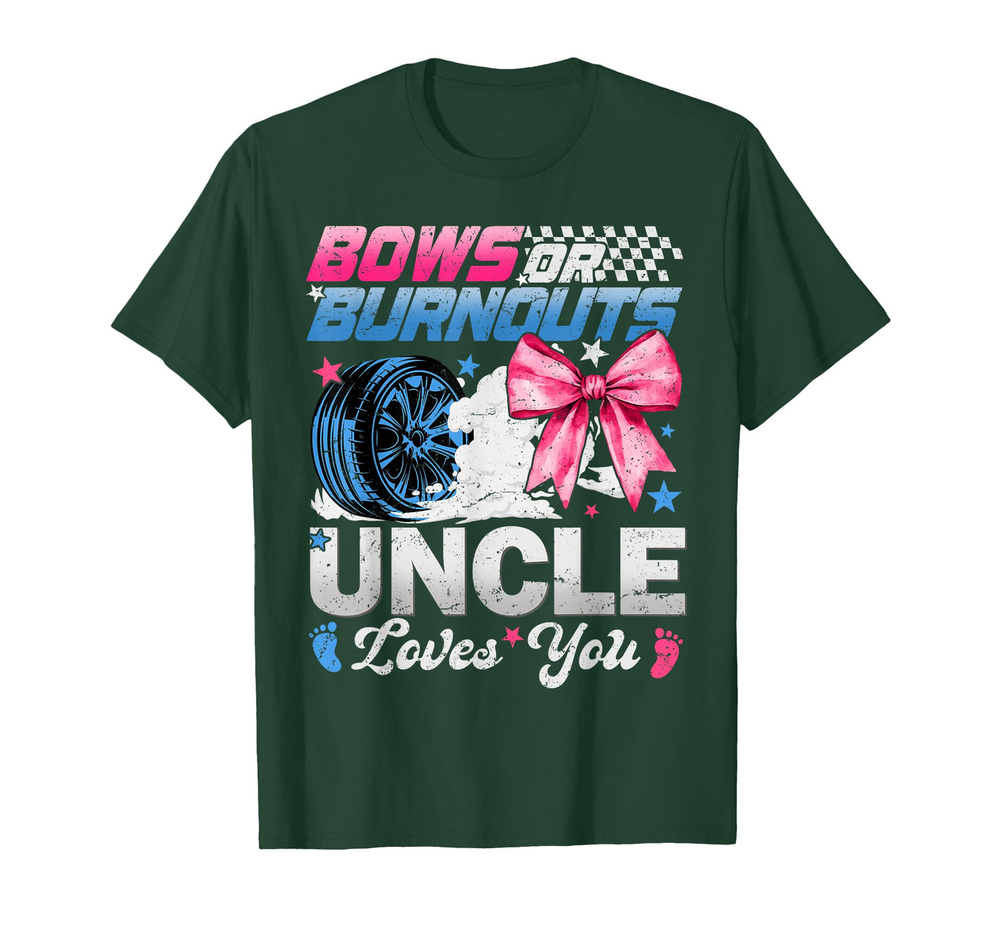 Burnouts Or Bows Your Uncle Loves You Gender Reveal T-Shirt