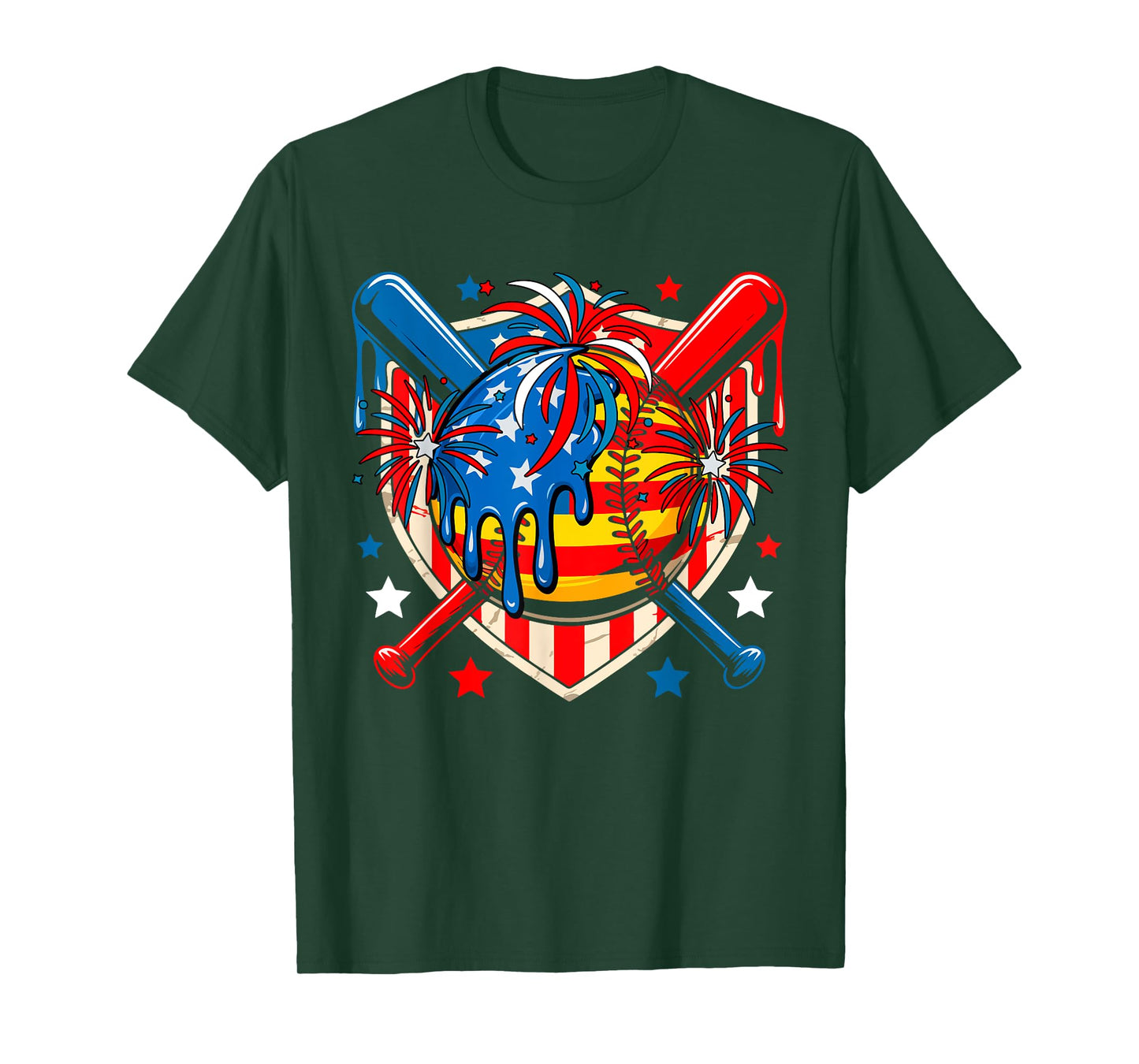 4th Of July Softball Costume Drip As Ice Cream Patriotic T-Shirt