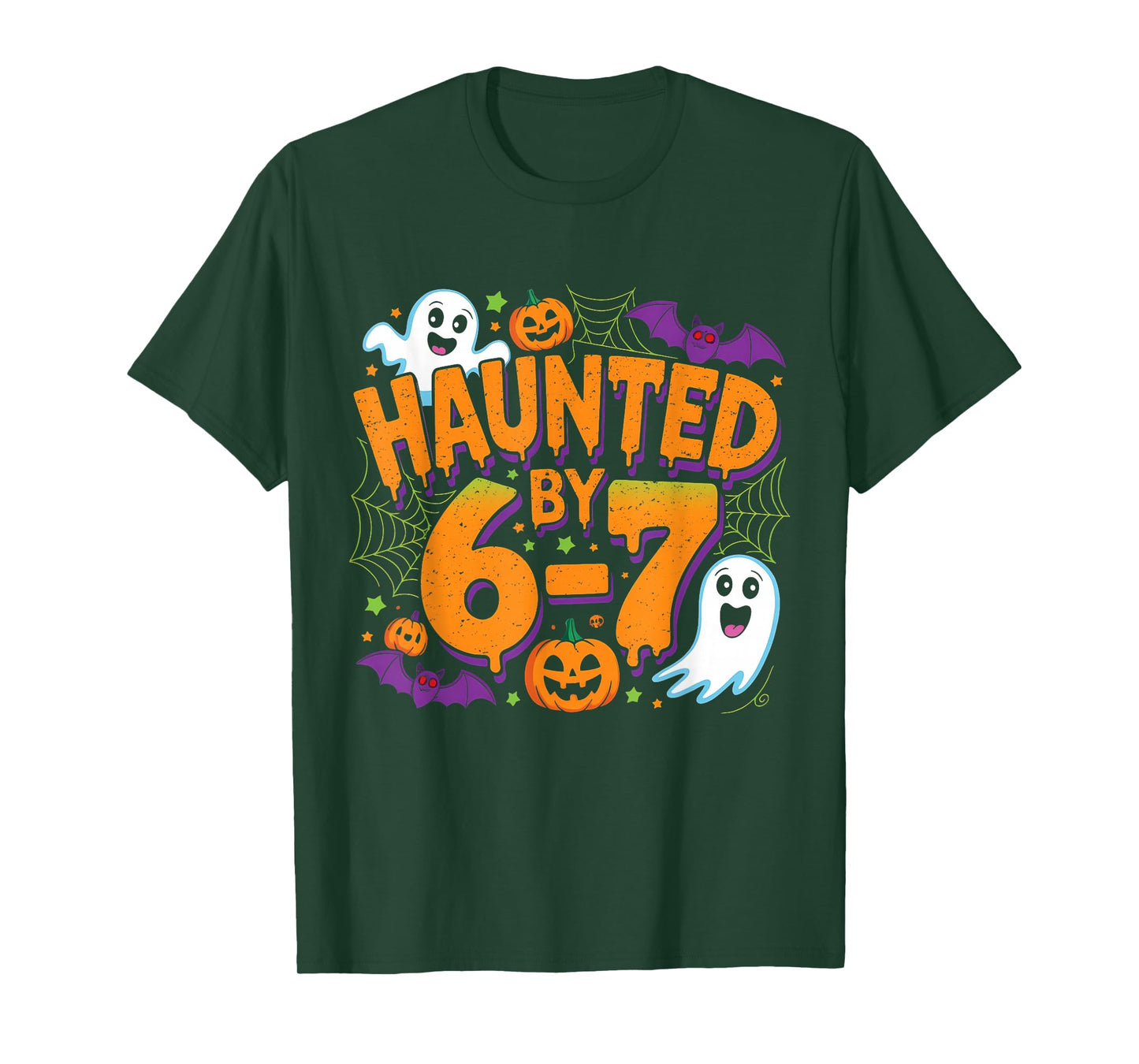 Haunted by 6-7 Halloween Funny Ghosts and Spiders Boy Girl T-Shirt