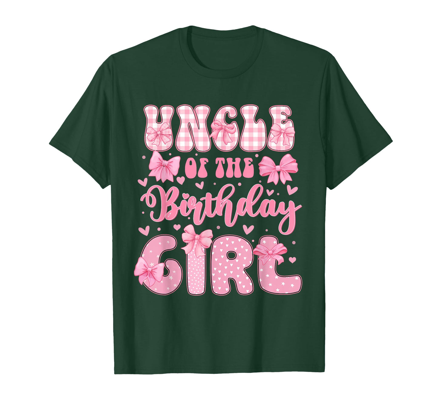 Uncle Of The Birthday Girl Family Pink Coquette Bow Bday T-Shirt