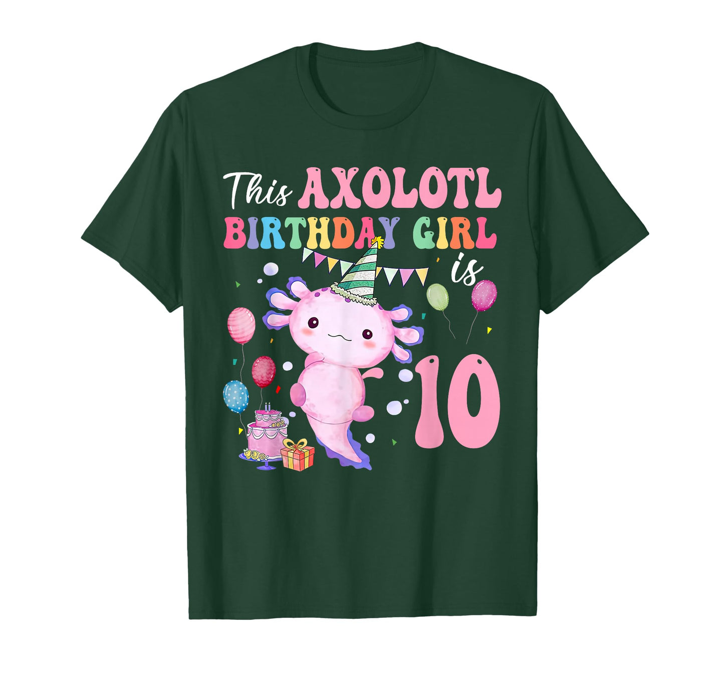 This Axolotl Birthday Girl Is 10 Years Old 10th Bday Party T-Shirt