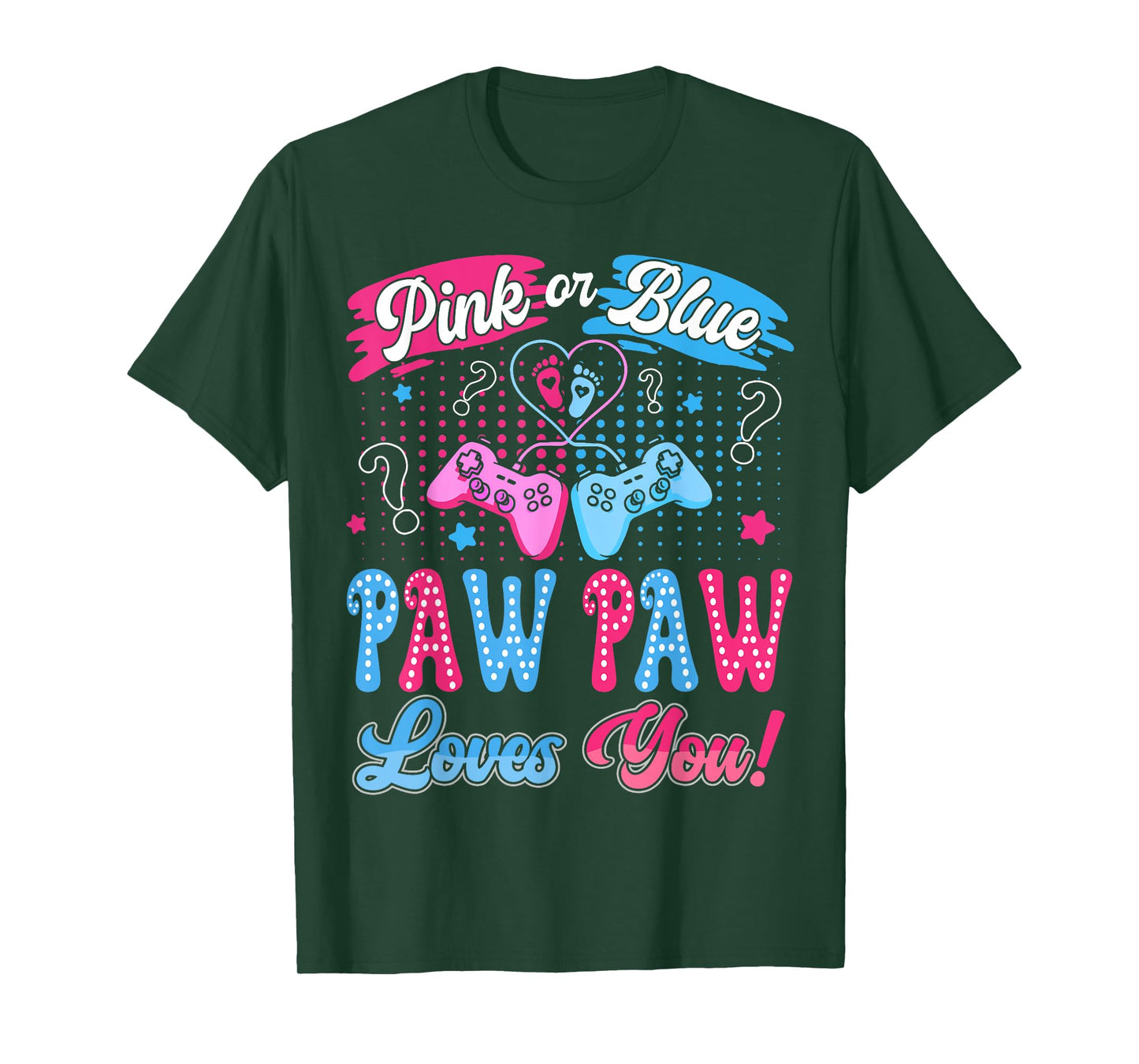Pink or Blue Paw Paw Love You Video Game Gender Reveal T-Shirt