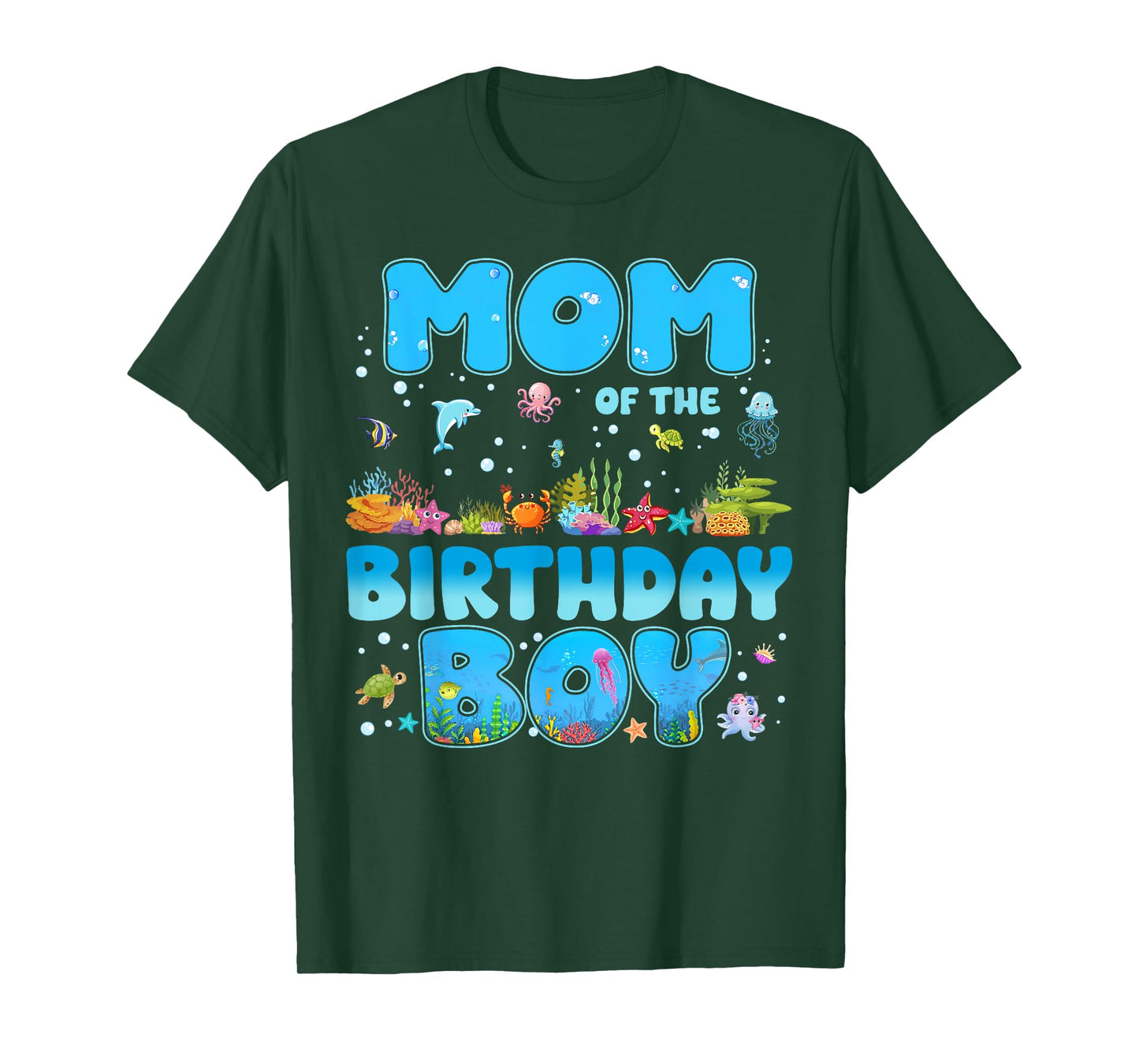 Mom of The Birthday Boy Ocean Animals Theme Birthday Family T-Shirt